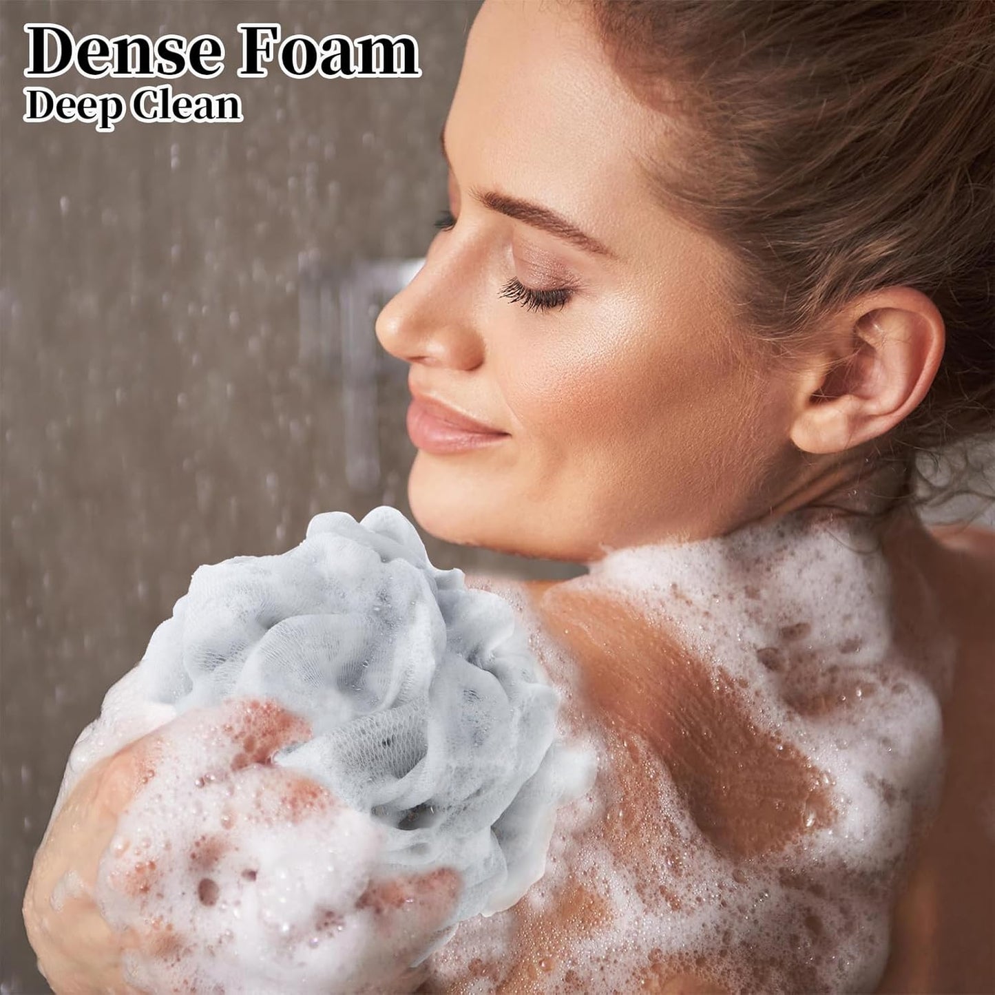 Bath Loofah Shower Sponge Body Back Scrubber Soft Mesh Shower Puffs Exfoliating Loofa for Women & Men Bath Accessories Cleaning Tool (4Pcs 60G Shower Puffs, Luxury)