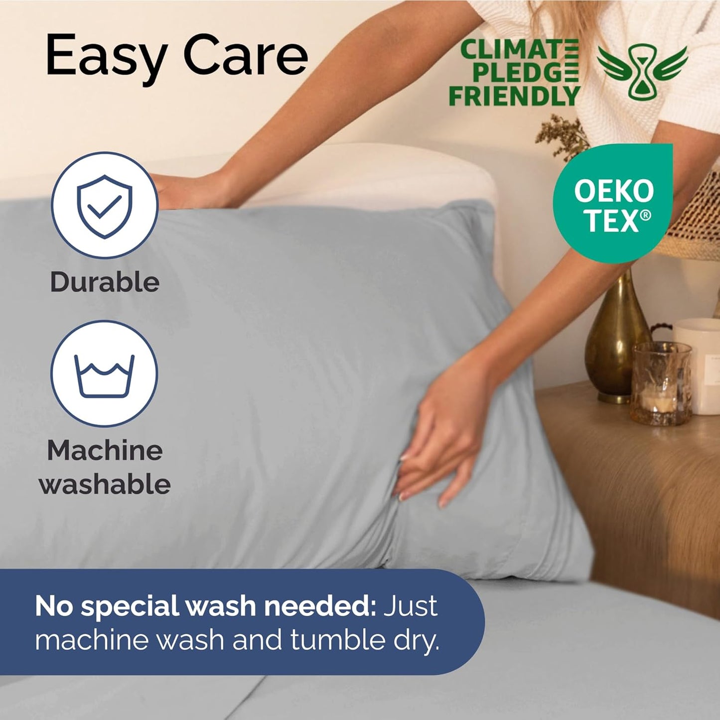 Twin XL Size 3 Piece Sheet Set - Extra Soft, Breathable and Cooling - Hotel Luxury Durable Bed Sheets for Women & Men - Deep Pockets, Easy-Fit & Wrinkle-Free - Soft Grey Oeko-Tex
