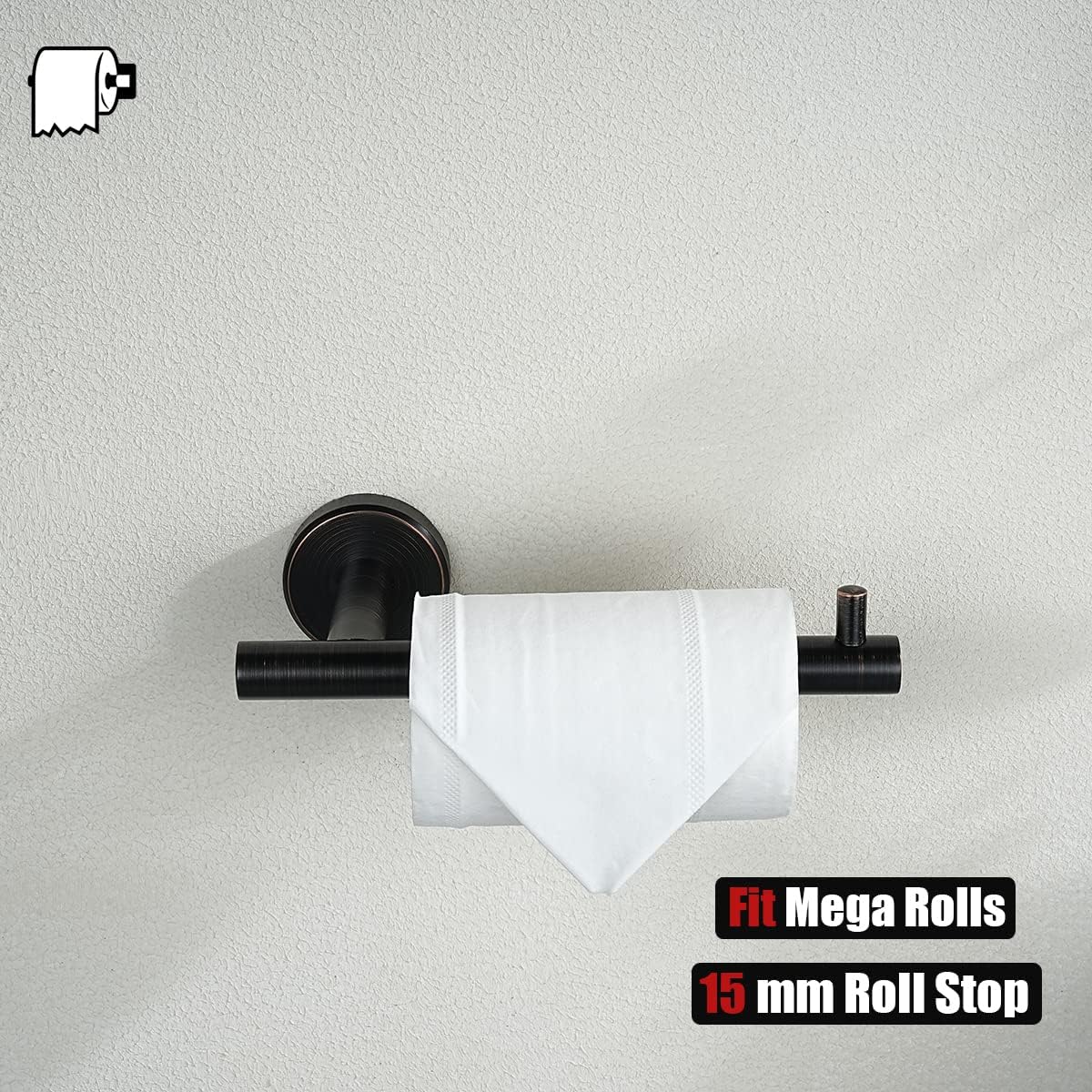 JQK Toilet Paper Holder Oil Rubbed Bronze, 5 Inch 304 Stainless Steel Thick 0.8mm Tissue Paper Dispenser for Bathroom, Hold Mega Rolls Wall Mount 2 Pack, TPH100-ORB-P2