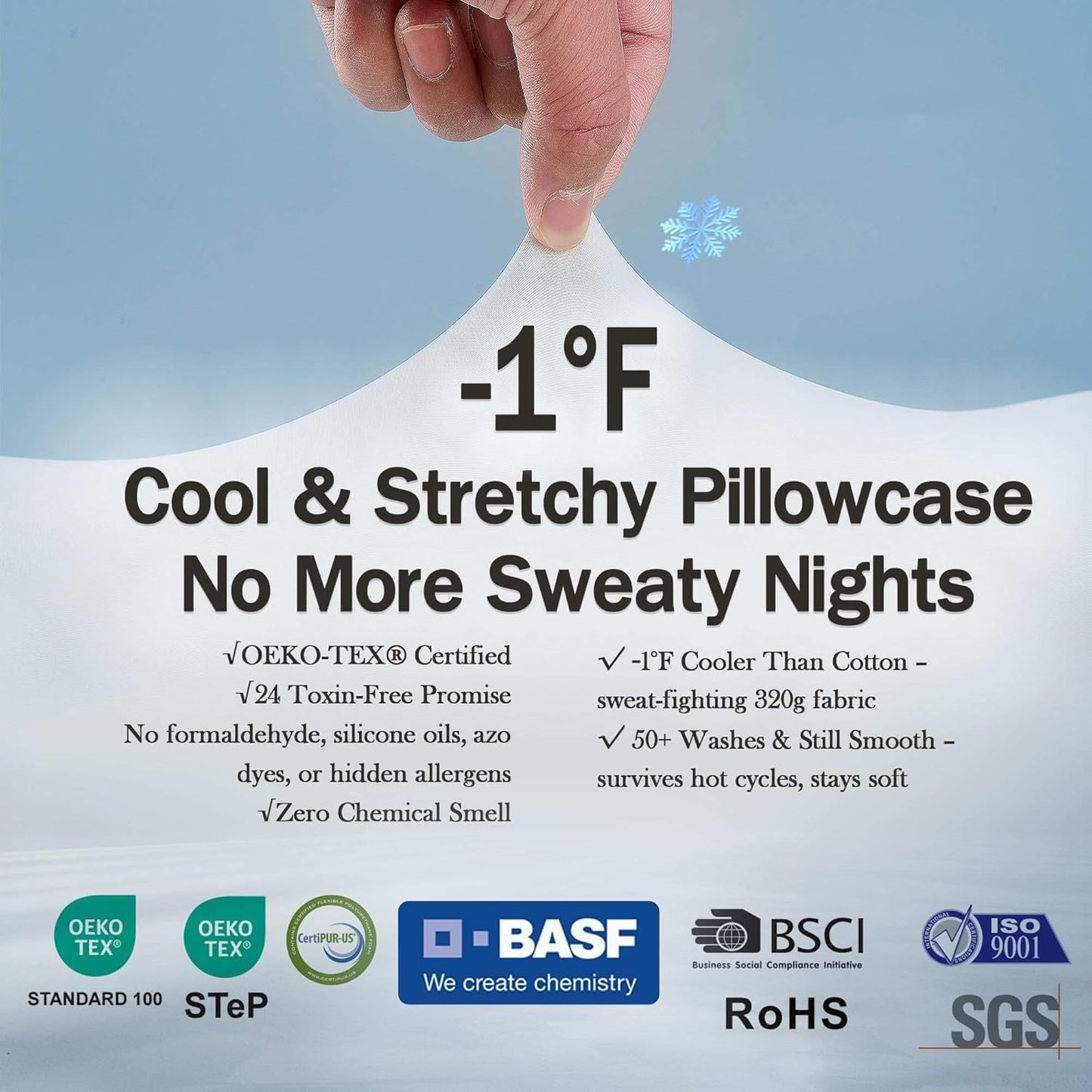 Cervical Neck Pillow for Memory Foam โ Soft Ergonomic Side Sleeper Pillow for Neck Pain Relief, Ice Silk Zipperless Pillowcase, Eco-Friendly and Durable Material
