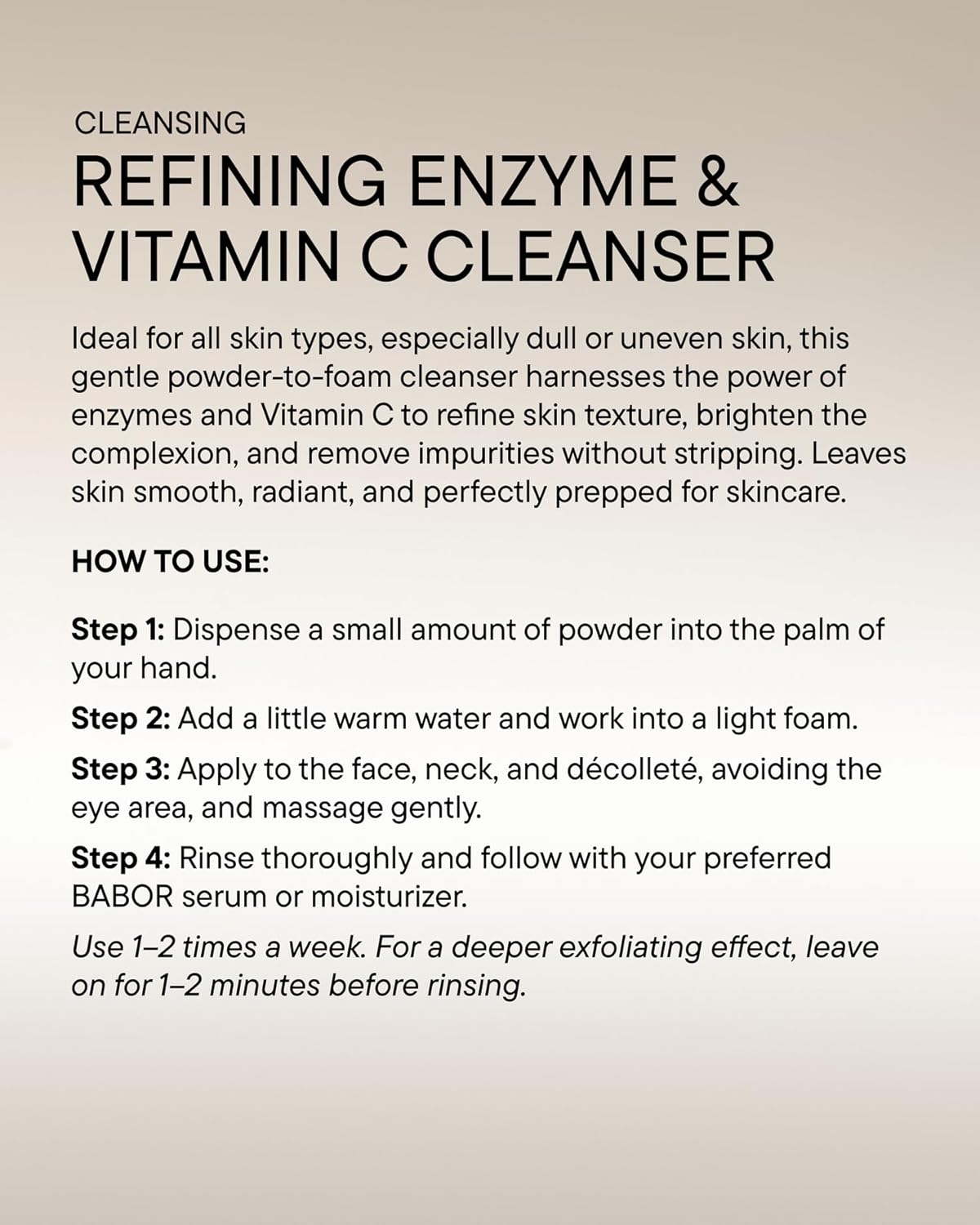 BABOR Enzyme & Vitamin C Powder Cleanser – Water-Activated Face Wash for Brightening & Exfoliation | Gentle Daily Polish for the Look of Refined Pores & Radiant-Looking Skin | Travel-Friendly