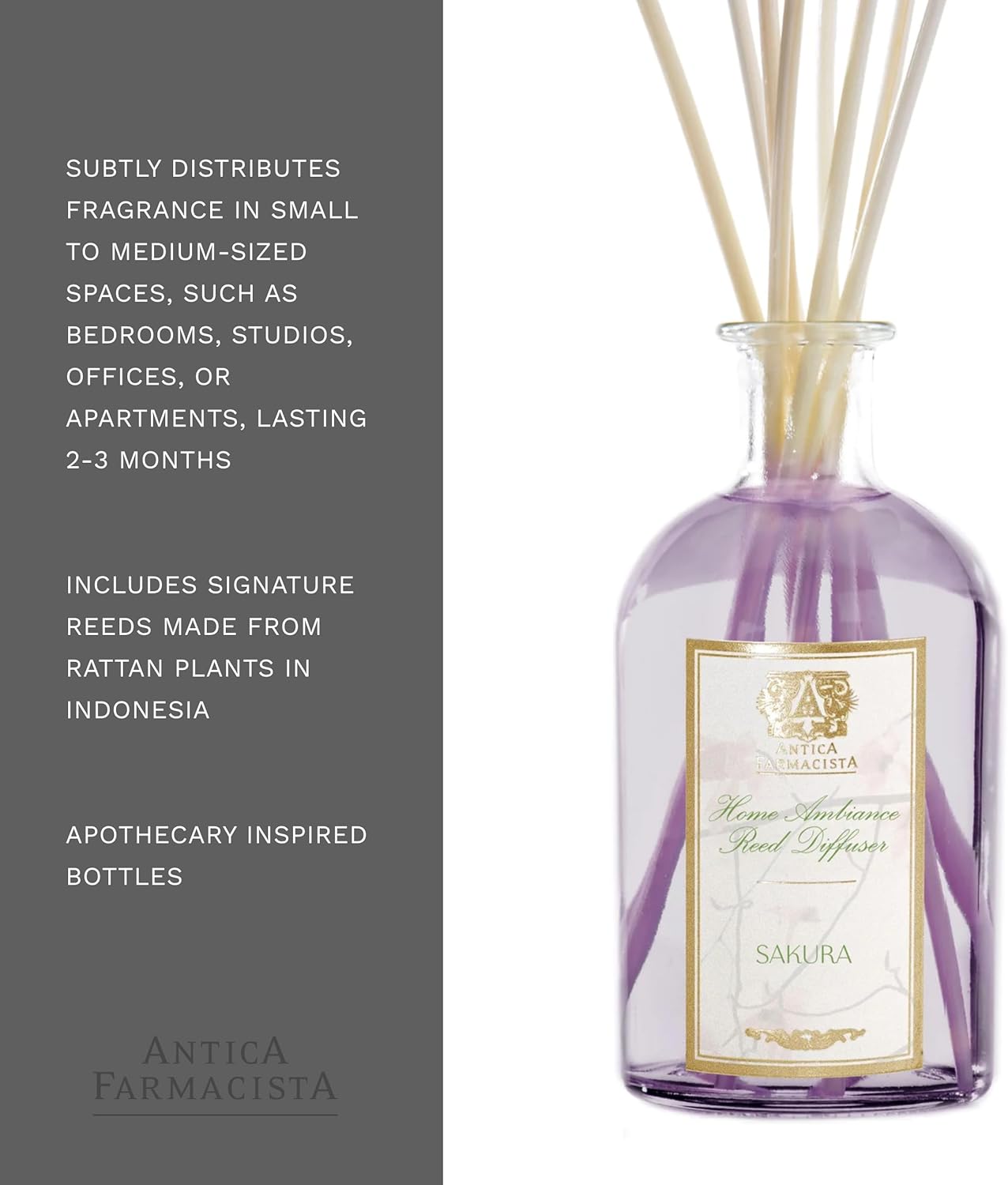 Antica Farmacista Home Ambiance Diffuser - Long-Lasting Reed Scent Diffuser - Luxury Room Freshener Gift - Sakura, 8.45 fl oz