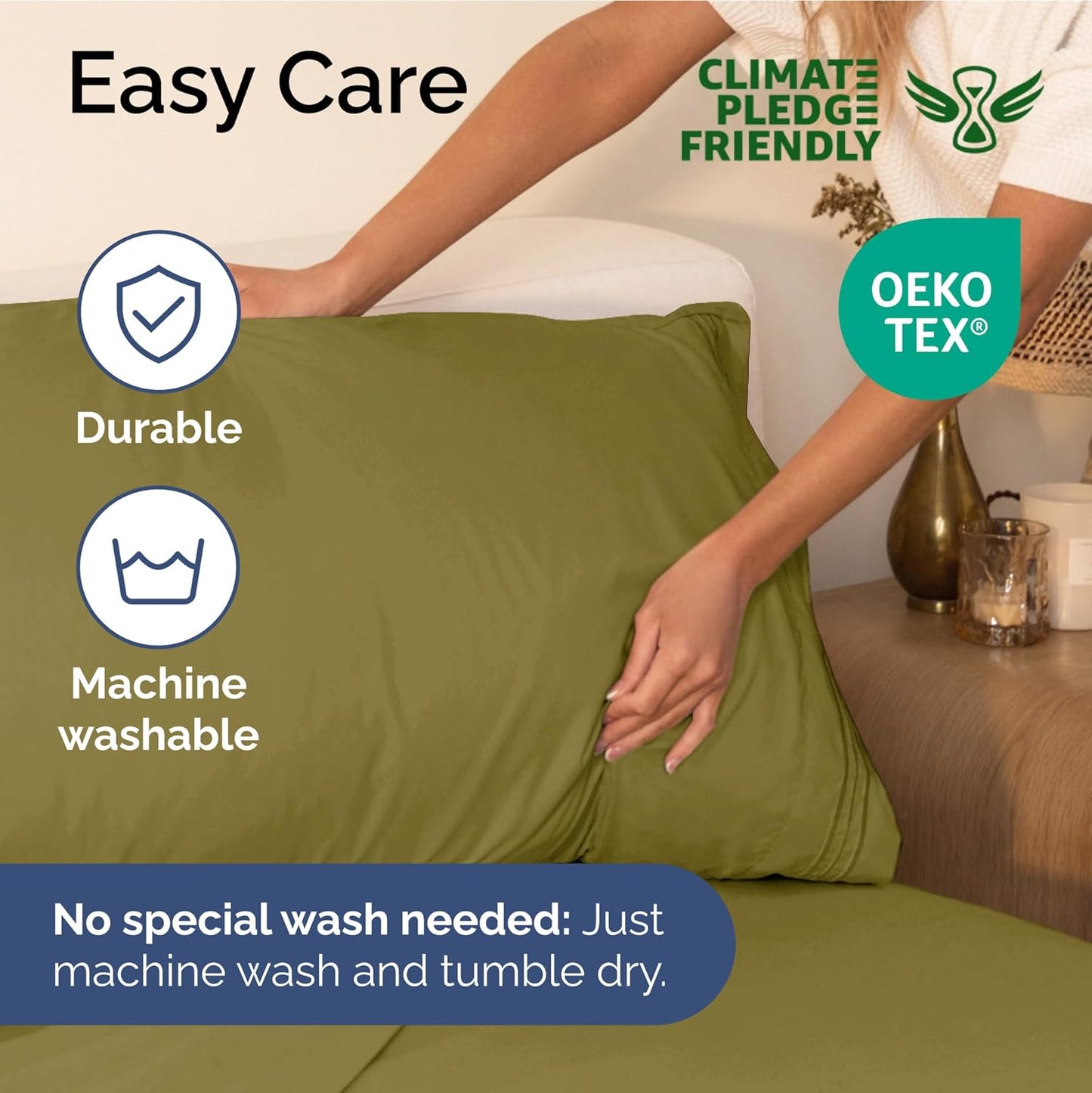 Full Size 4 Piece Sheet Set - Extra Soft, Breathable & Cooling Sheets - Hotel Luxury Durable Bed Sheets for Women & Men - Deep Pockets, Easy-Fit & Wrinkle-Free Sheets - Olive Yellow Oeko-Tex Sheets