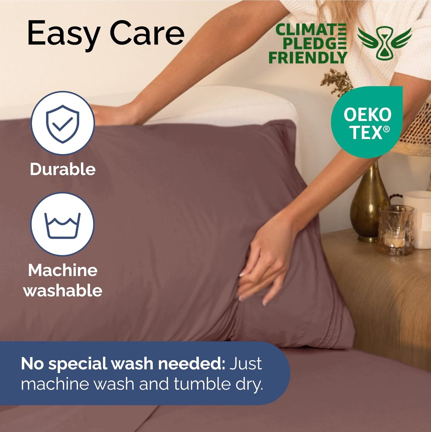 Twin XL Size 3 Piece Sheet Set - Extra Soft, Breathable & Cooling Sheets - Hotel Luxury Durable Bed Sheets for Women & Men - Deep Pockets, Easy-Fit & Wrinkle-Free Sheets - Clay Oeko-Tex Bed Sheet Set