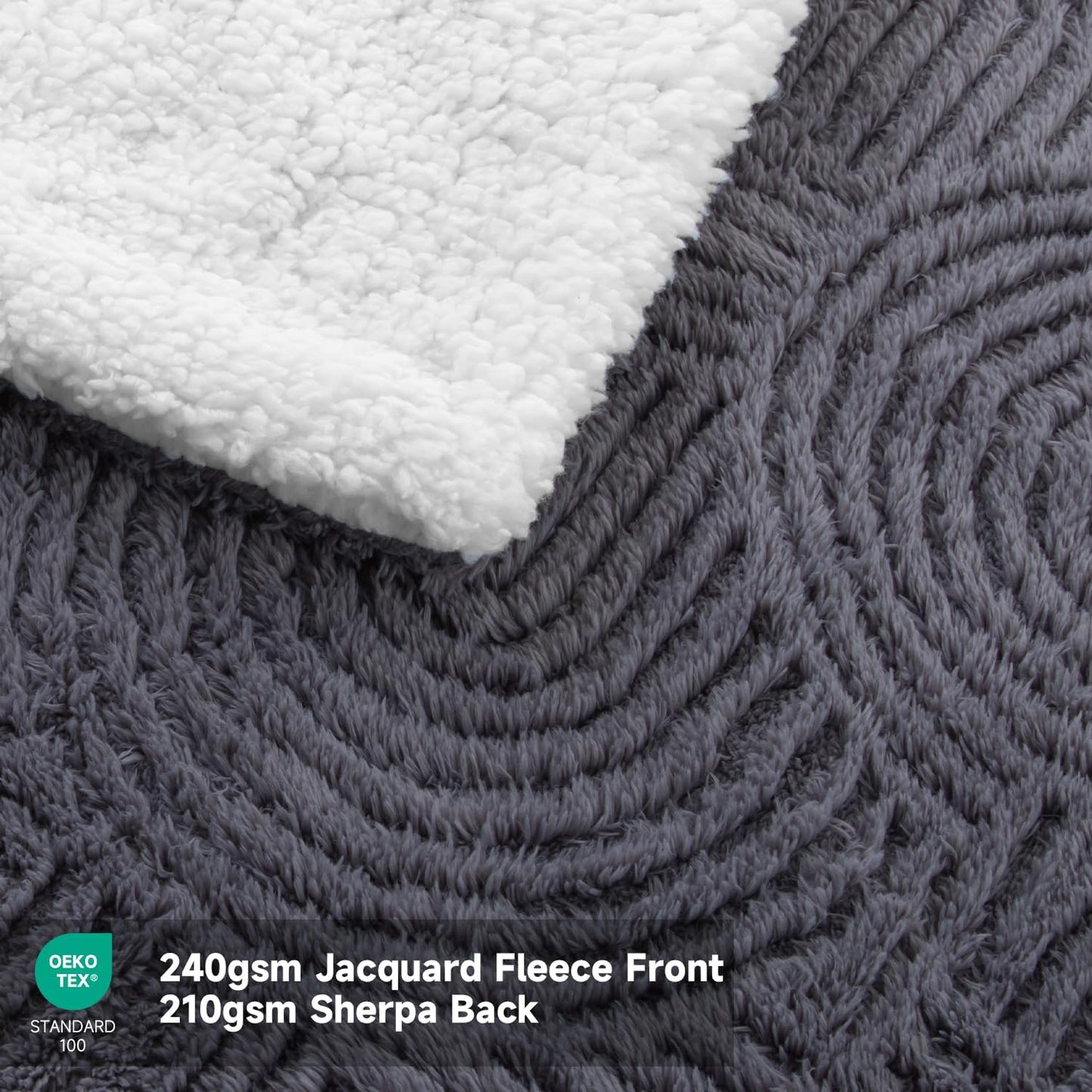 Heated Blanket Queen Size - 84"x90" Cozy Soft Jacquard Heating Blanket with 4 Heat Levels & 10 Hours Auto-Off, Jacquard Fleece, Overheating Protection, Warm Gifts, Grey