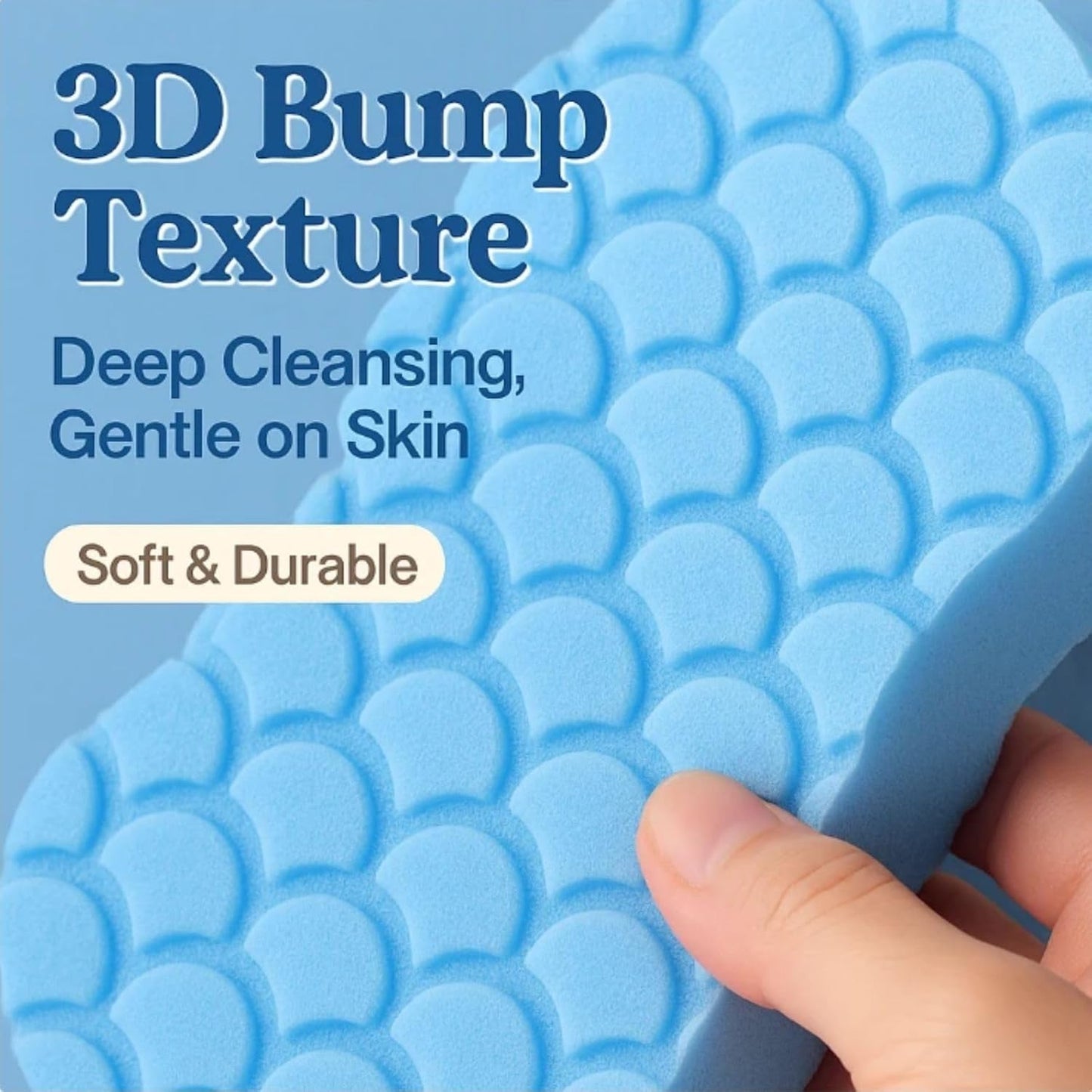 Skin Scrubber Exfoliator - 3D Super Soft Body Scrub Sponge for Dead Skin Removal, Reusable Skin-Friendly Exfoliator Also a Gentle Bath Sponge for Baby, for Adults, Kids & Pregnant Women (2Blue+2pink)