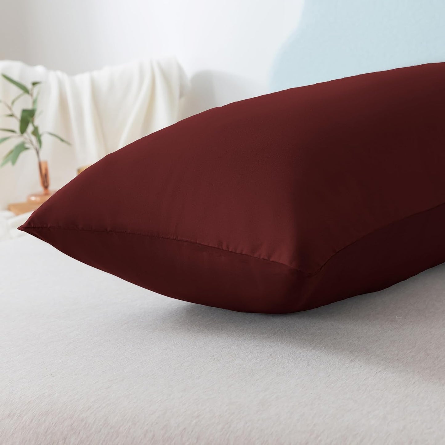Ubauba Memory Foam Body Pillow with Cover, Full Large Body Pillows Insert for Adults with Envelope Closure Pillowcase, Firm & Fluffy Long Bed Pillows for Sleeping (20x54 inch, Red)