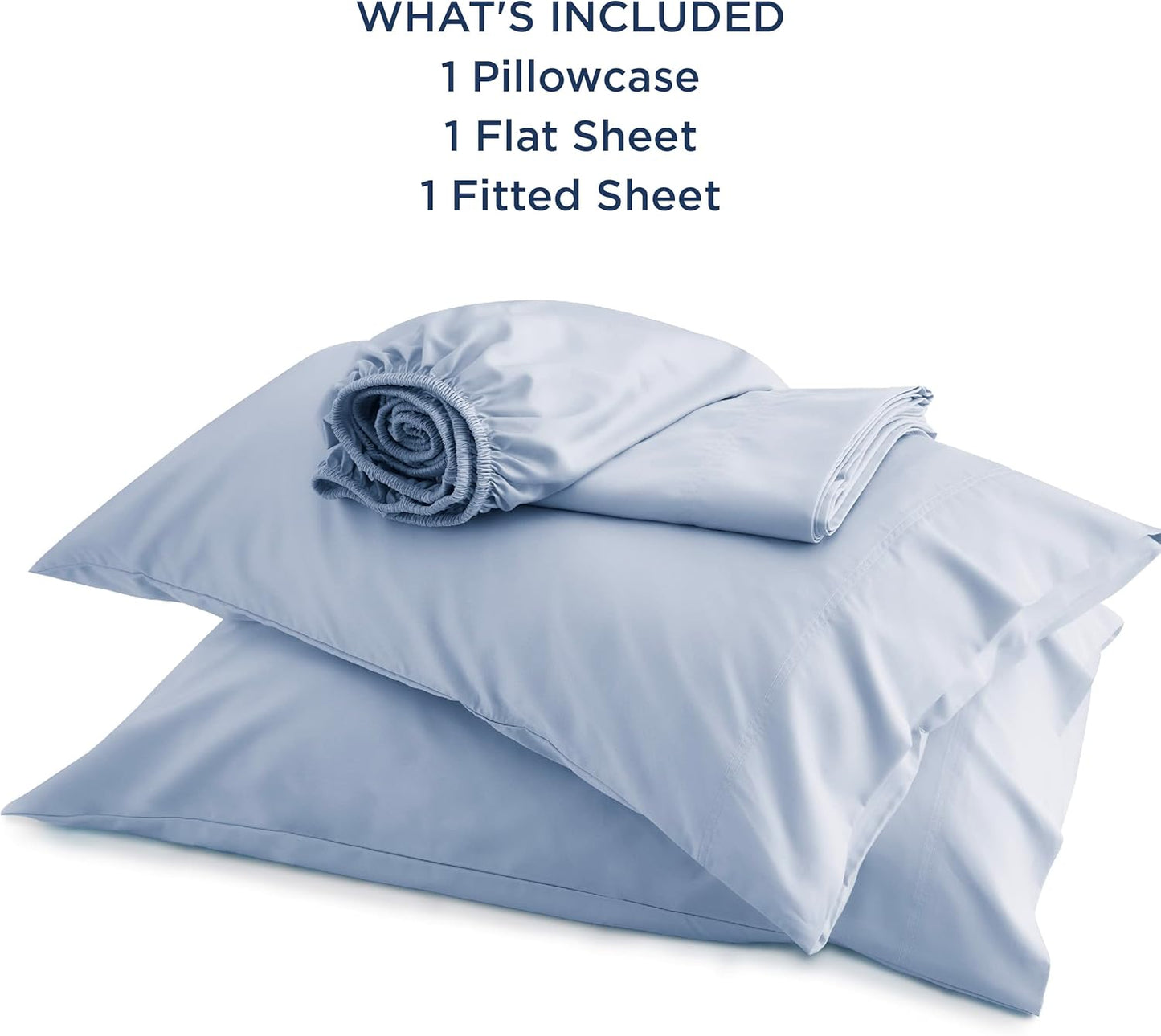 Bedsure Cooling Sheets Twin, Rayon Derived from Bamboo, Breathable & Soft Twin Sheets Set, Deep Pocket Up to 16 Inches, Hotel Luxury Silky Bedding for Hot Sleepers, Dusty Blue