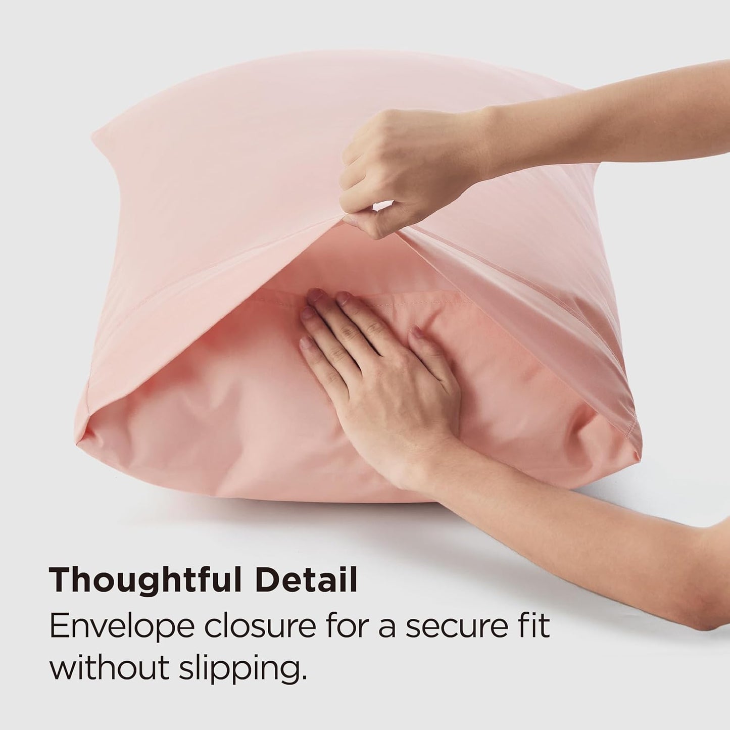 Bedsure Pillow Cases Standard Size Set of 2 - Pale Blush Brushed Microfiber Pillowcases, Super Soft and Cozy Pillow Case Covers with Envelope Closure, Wrinkle, Fade and Stain Resistant, 20x26 Inches