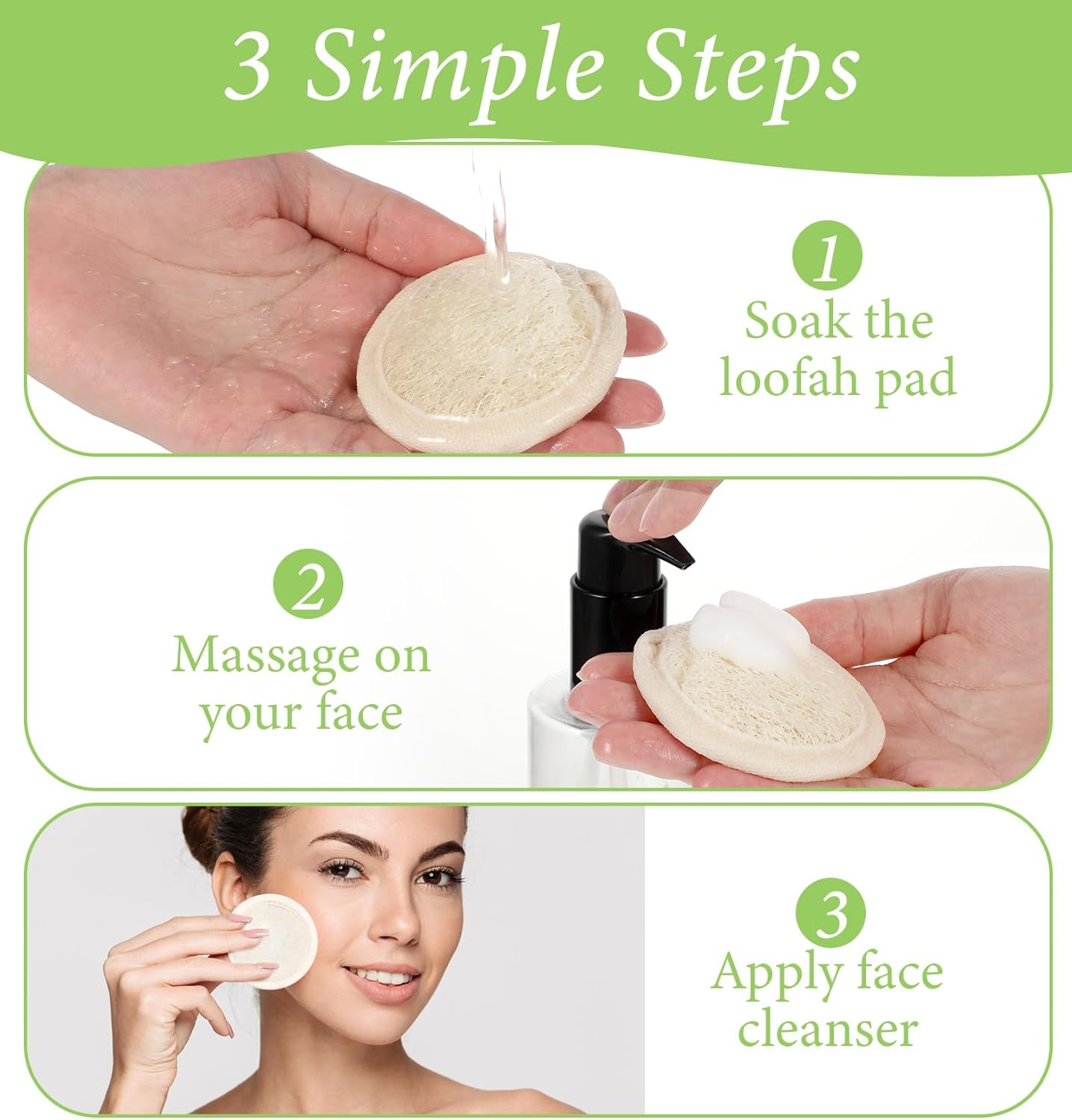 6Pcs Face Loofah, Face Loofah Scrub Pad, Natural Exfoliating Face Scrubber for Men Women Bath Shower