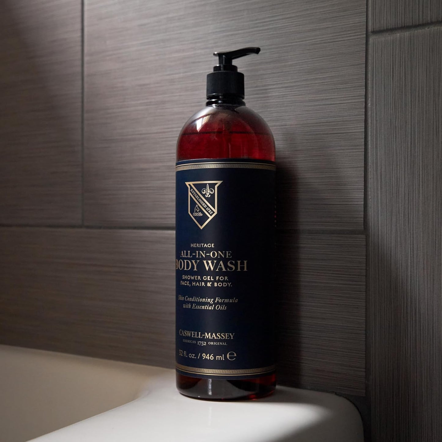 Caswell-Massey All-in-1 Body Wash, Use as a Face Wash, Beard Wash, Shampoo, Body Wash & Shave Gel, Signature Heritage Soap for Men, Made in USA, 32 Fl Oz