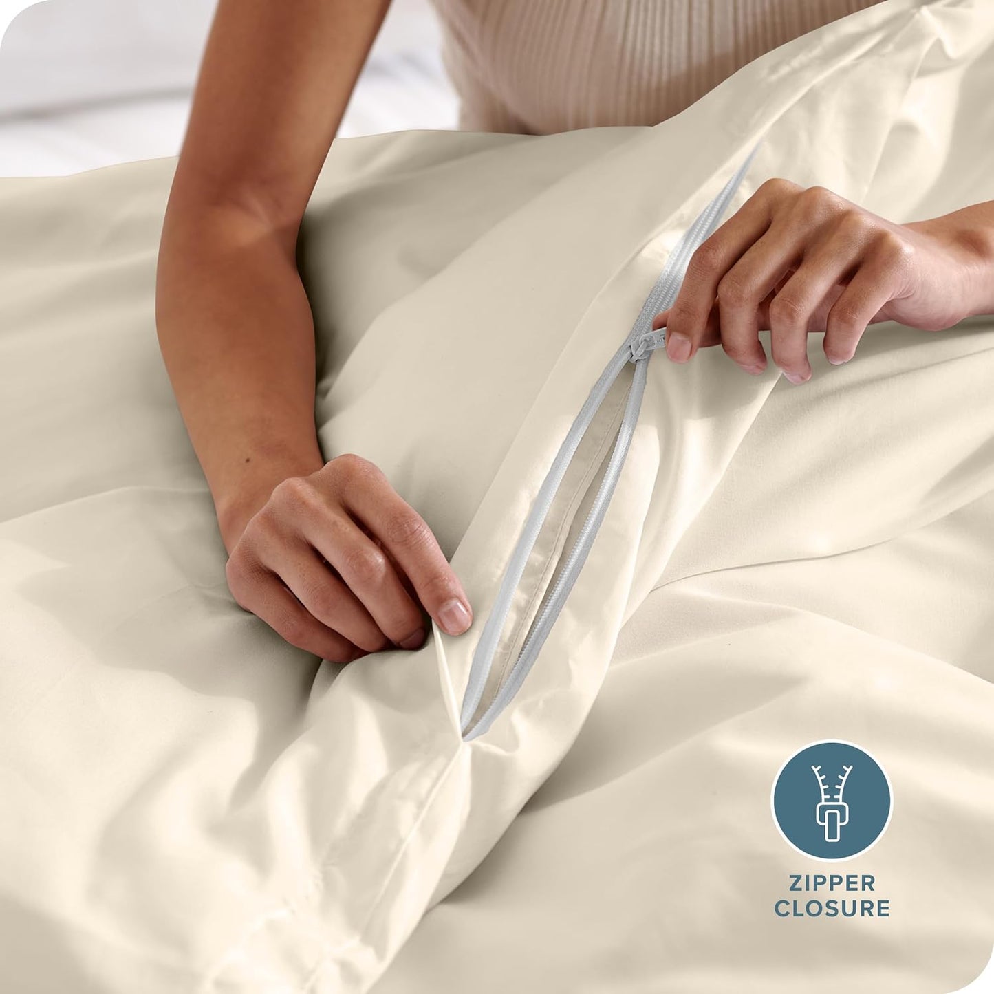 Bare Home Bedding Duvet Cover Queen Size - Premium 1800 Super Soft Collection - Lightweight, Cooling Duvet Cover - Soft Breathable Bedding (Queen, Sand)