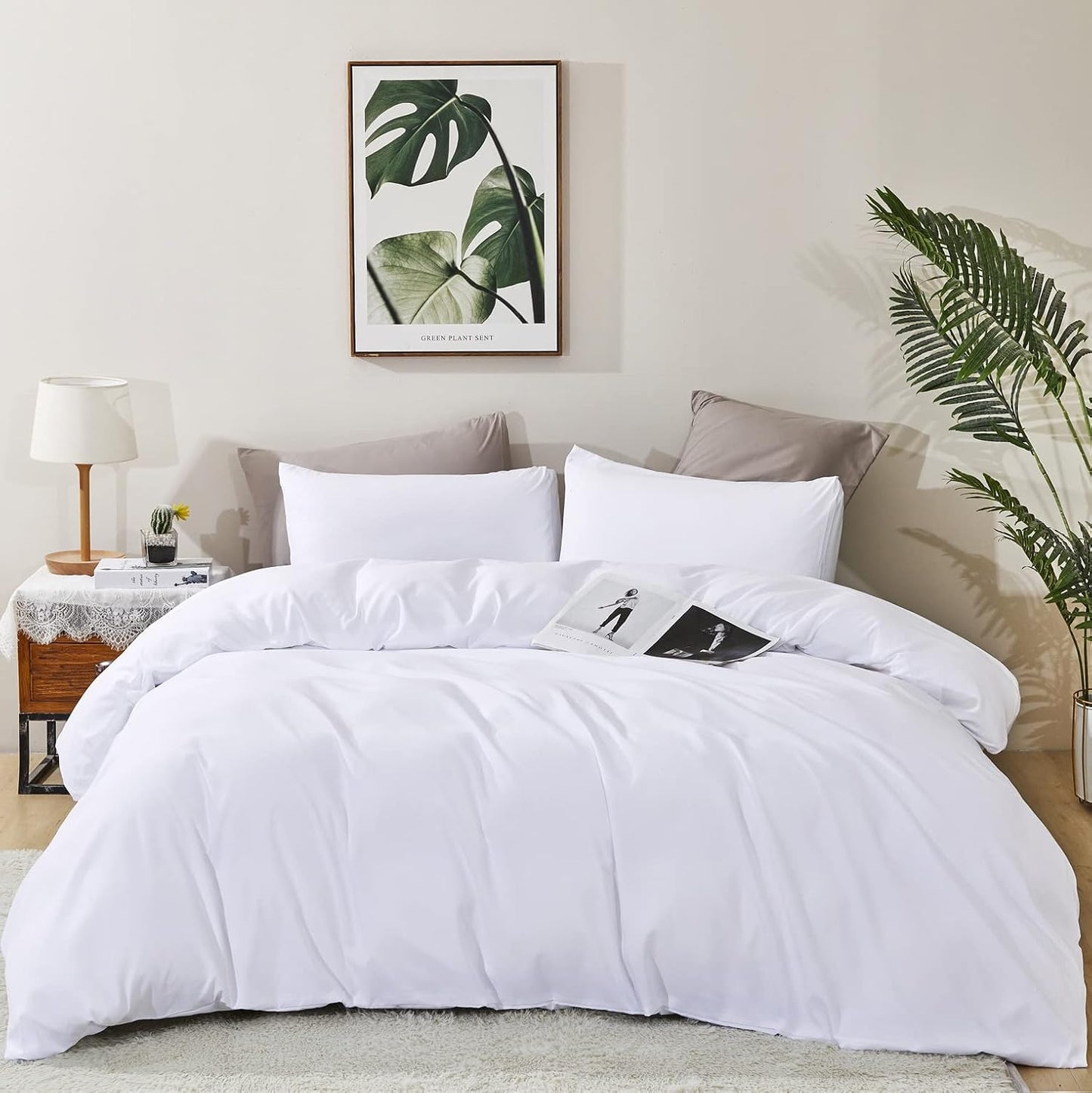KAREVER White Comforter Twin Kids White Fluffy Bedding Set Soft Durable Twin Comforter