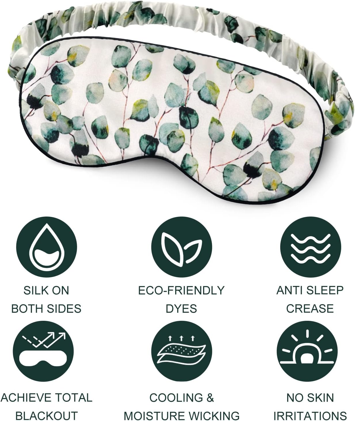 OLESILK 100% Natural Mulberry Silk Sleep Eye Mask Block Out Light, Fashion Printed Eye Mask Blindfold for Women Men Full Night Sleeping, Chic Eye Cover Eyeshade, Pattern 2
