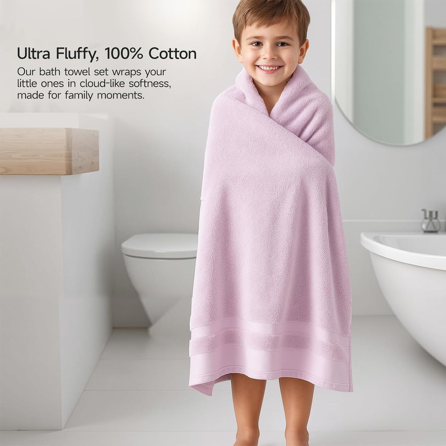 REDKISS 100% Cotton Bath Towels Set of 2, Extra Large Bath Sheets 35 X 70 Inches, 800 GSM, Quick Dry, Ultra Soft & Super Absorbent Bathroom Towel Sets for Bathroom, Gym, Spa, Pool & Hotel, Purple