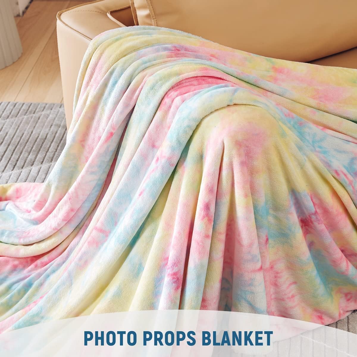 KAWAHOME Sherpa Fleece Twin Size Blanket for Bed - Extra Warm and Heavy Thick Blankets for Winter, Super Soft 500GSM Plush Blanket, 66"X 90" Rainbow
