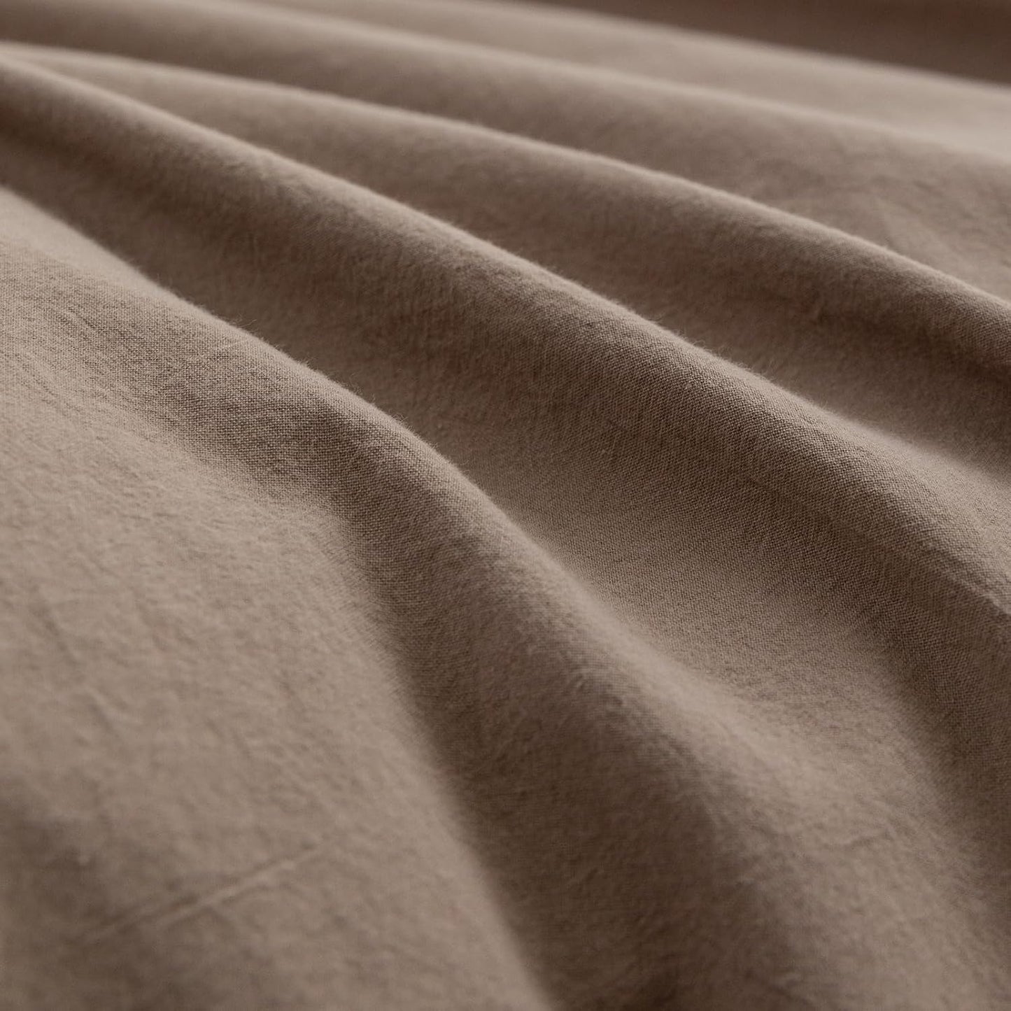 BESTOUCH Duvet Cover Set 100% Washed Cotton Linen Feel Super Soft Comfortable Chic Lightweight 3 PCs Home Bedding Set Solid Pine Bark Brown Cal King