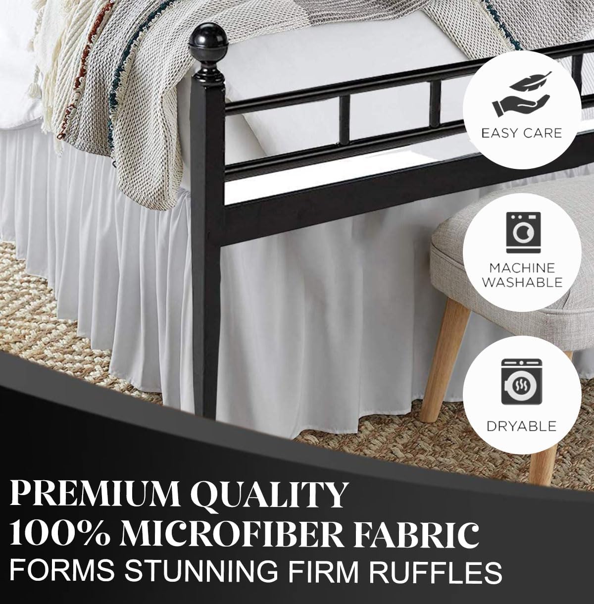 Ruffled Bed Skirt with Split Corners, Light Grey, Twin 14 Inch Drop Bedskirt, Hotel Quality Brushed Microfiber Wrinkle Free Dust Ruffle Bed Skirt Twin Size