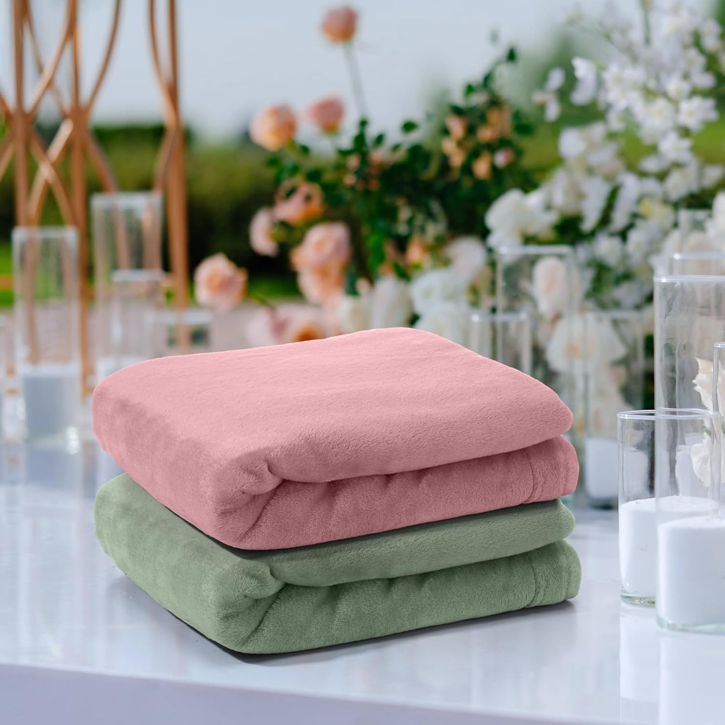 Tinideya 12 Pcs Flannel Fleece Throw Blanket Bulk 50 x 60 Inch Soft Fleece Blanket Warm Throw Blanket Coral Blankets for Couch Sofa Home Wedding Gifts Season (Retro Color)