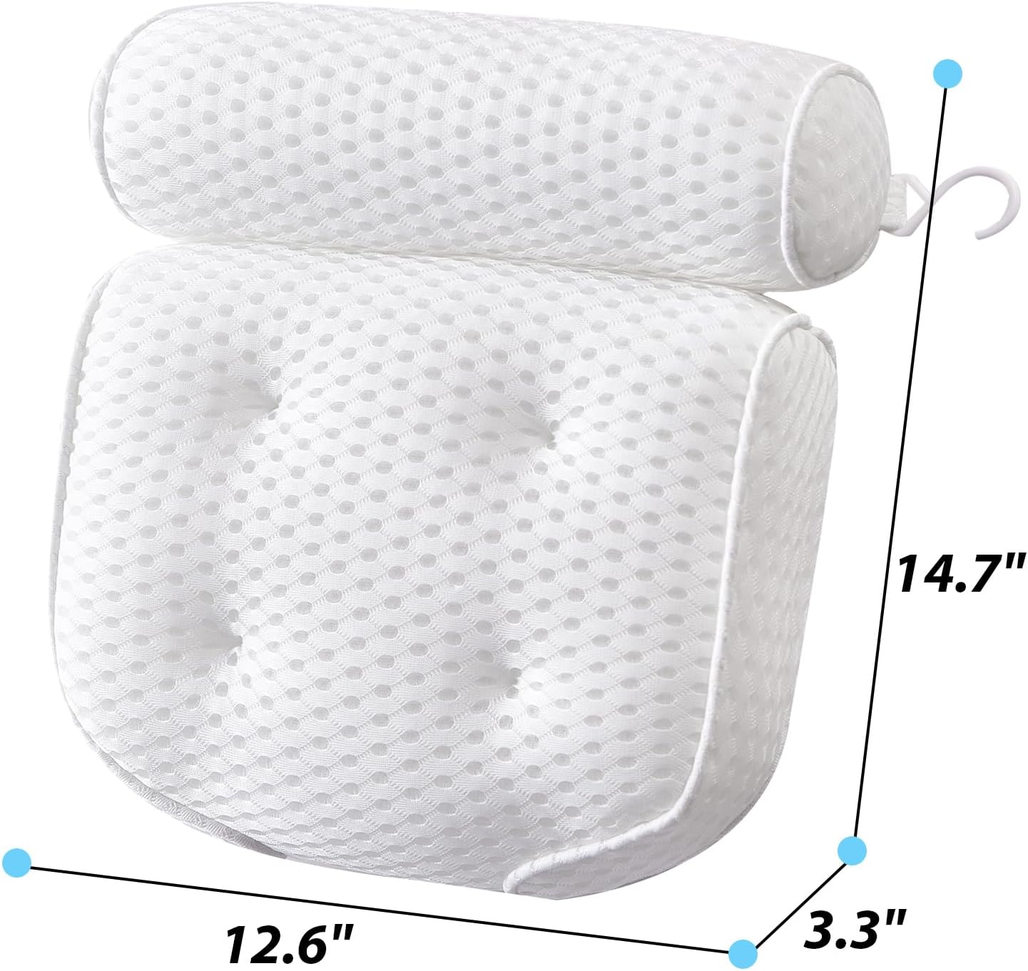 AEROiVi Luxury Bath Pillows for Tub,Bath Pillow Bathtub Pillows for Head and Neck Support Bath Cushion Made from Soft Spacer Mesh Material with Suction Cups