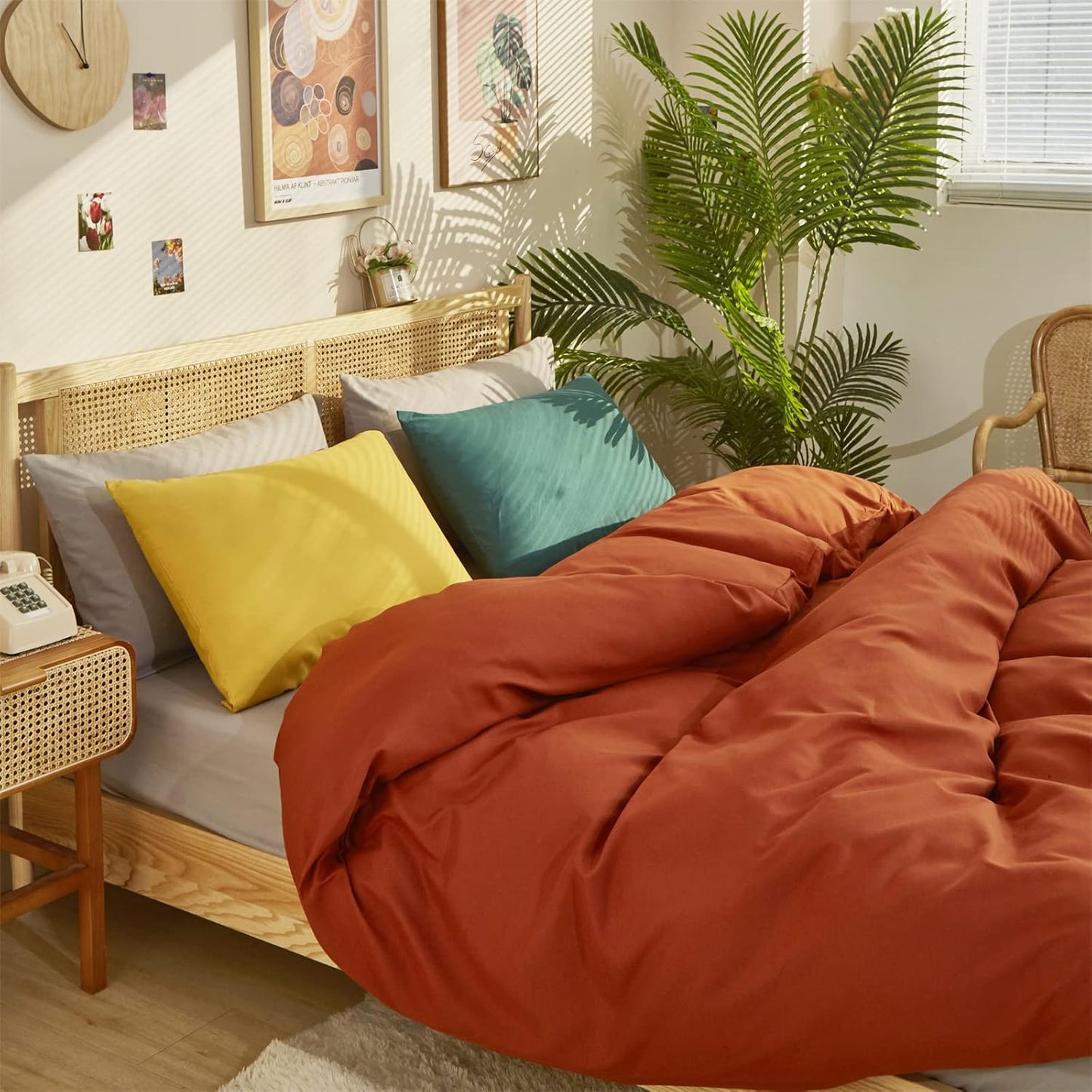 Cottonight Burnt Orange Comforter Set King Caramel Bedding Comforter Rust Soft Breathable Cotton Reddish Terracotta Blanket Quilts for Women Men King Bed