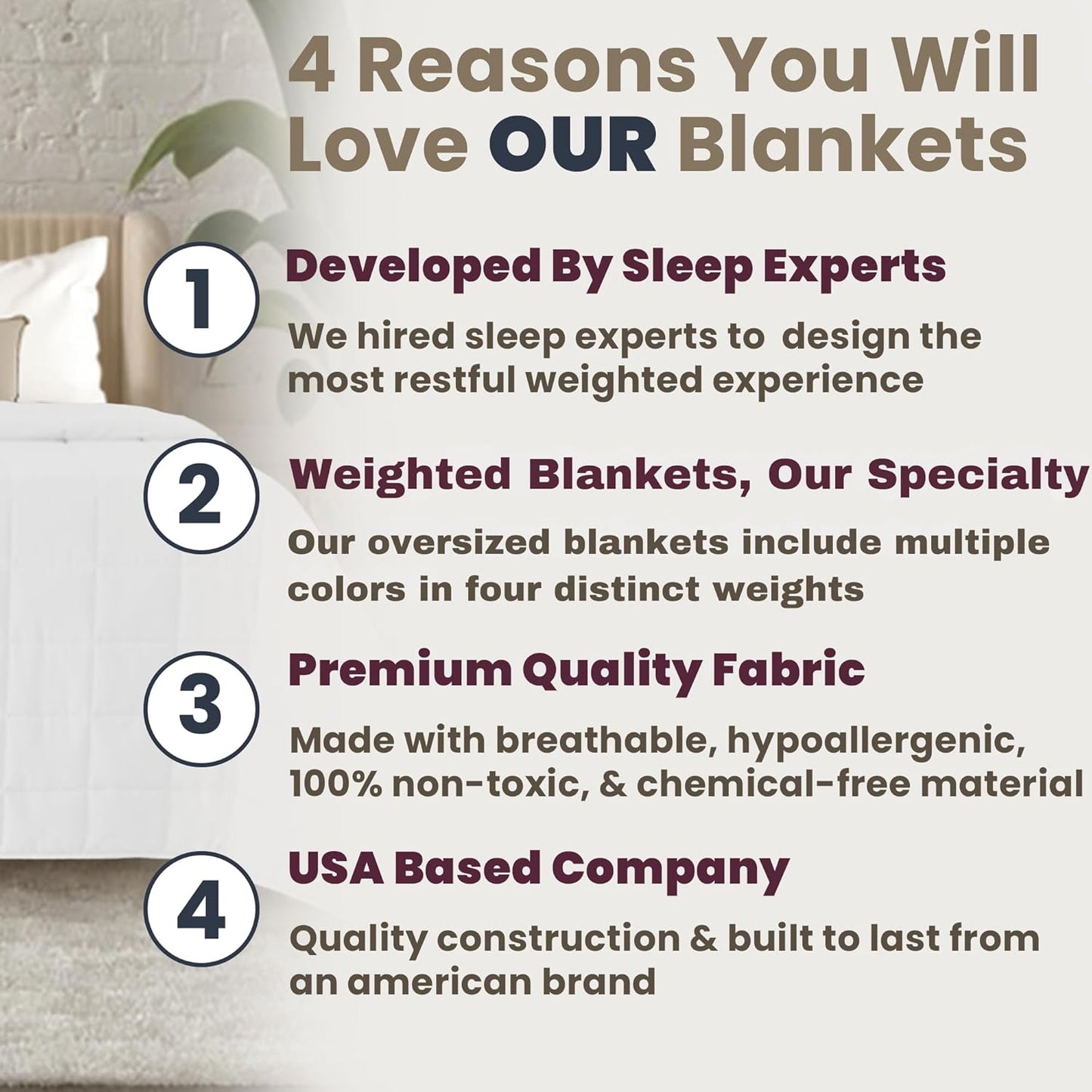 HomeSmart Weighted Blanket 40lbs, Queen Size, Extra Heavy Weighted Blanket for Adults, White
