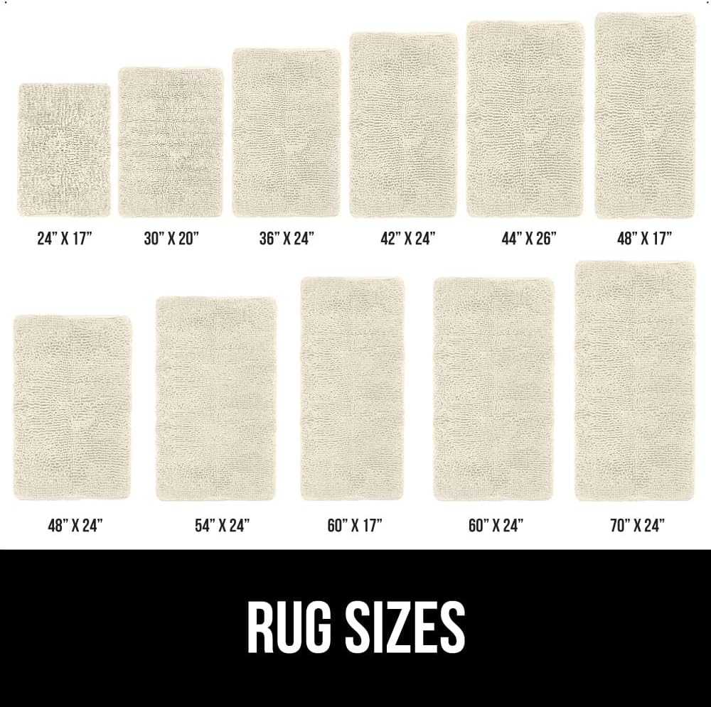 GORILLA GRIP Bath Rug Mat 44x26, Thick Absorbent Chenille, Quick Dry Microfiber Mats, Rubber Backing Washable Shower Floor Rugs, Bathmat Runner, US Designed Bathroom Home Decor Accessories Dusty Cloud