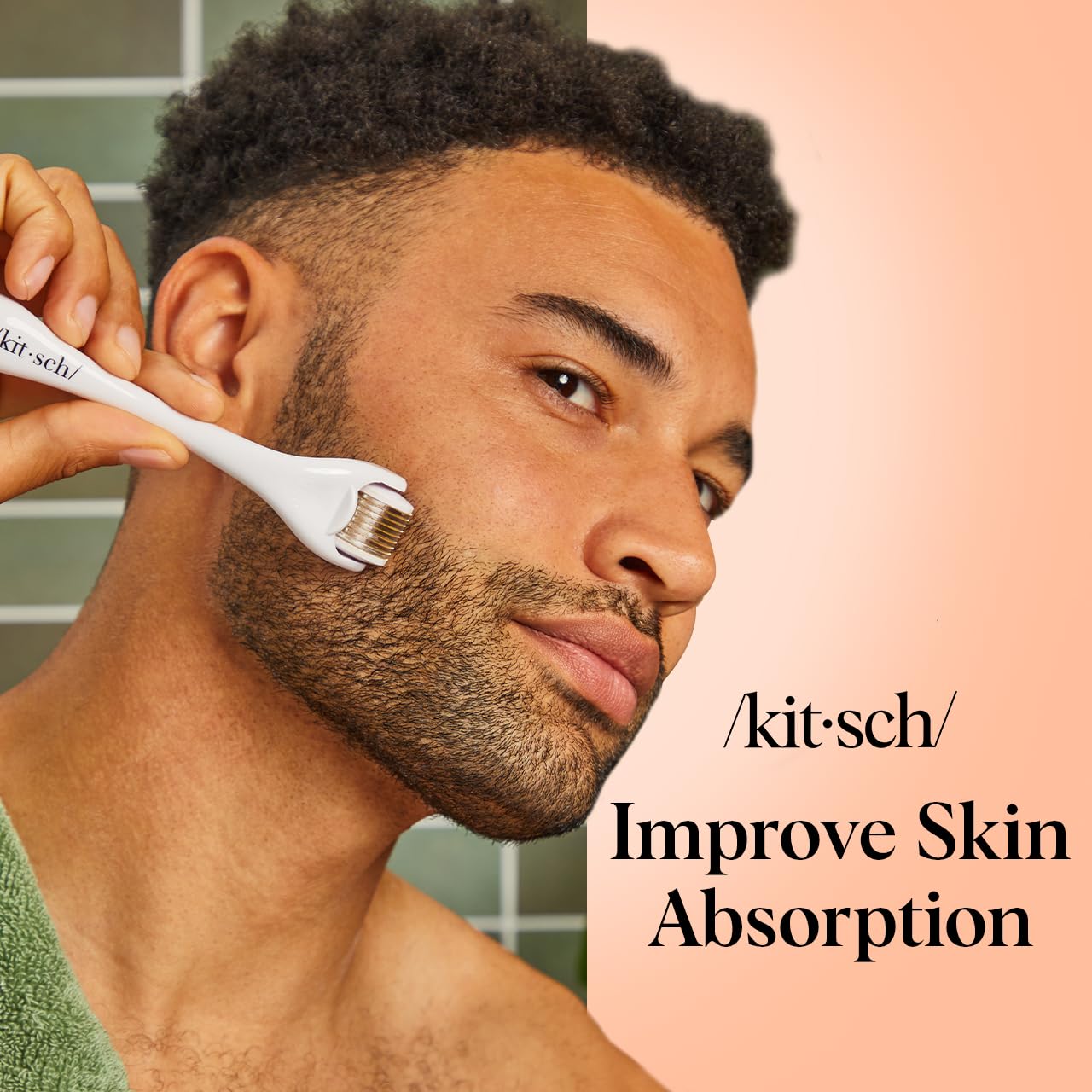 Kitsch Derma Roller – Skin Care Tool & Face Roller for Boosting Absorption of Serums & Oils - Beard Derma Roller for Men - Easy-to-Use Beauty Roller for Skin, Beard & Hair Growth