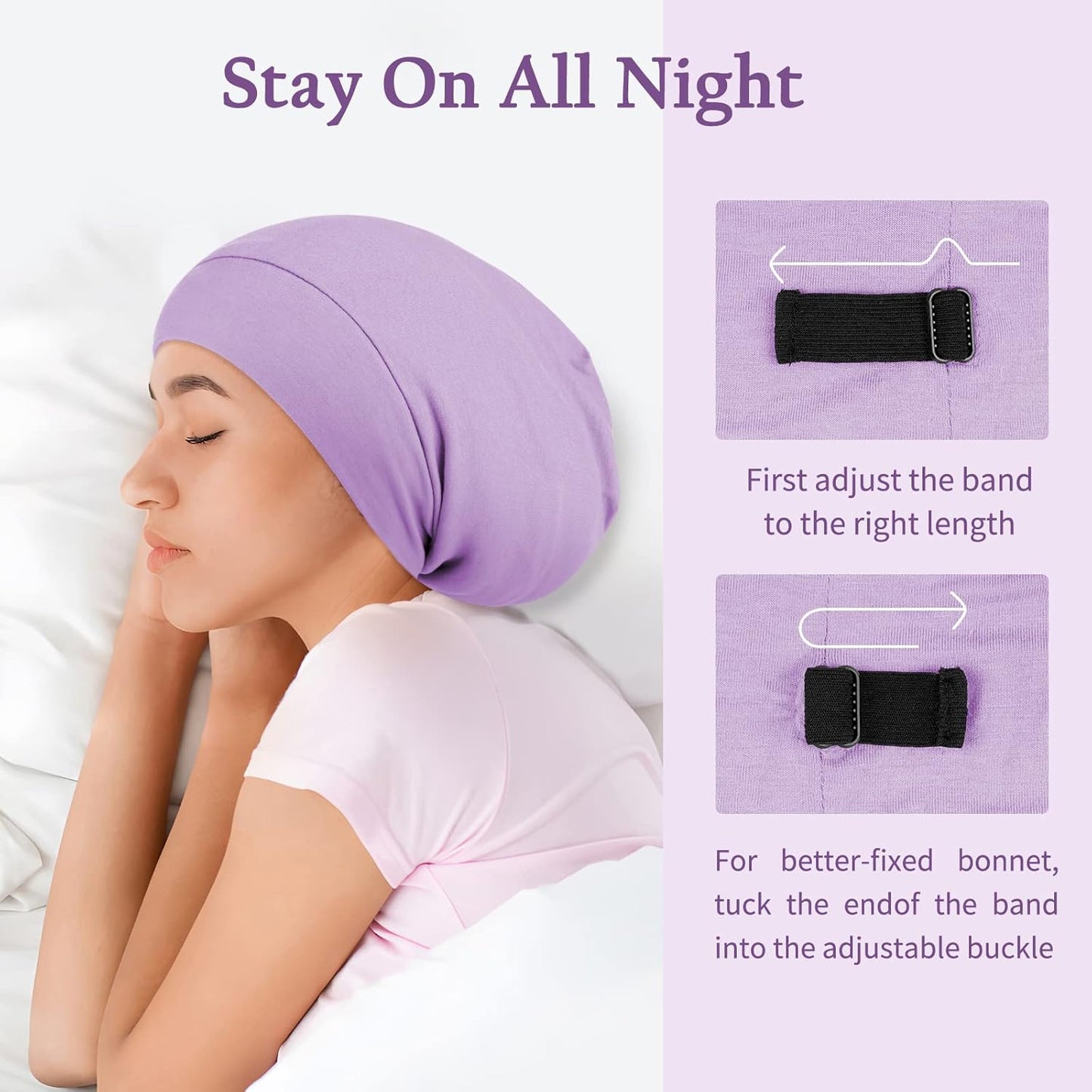 OLESILK 100% Mulberry Silk Bonnet for Sleeping Women & Men, Silk Hair Wrap for Sleeping, Purple