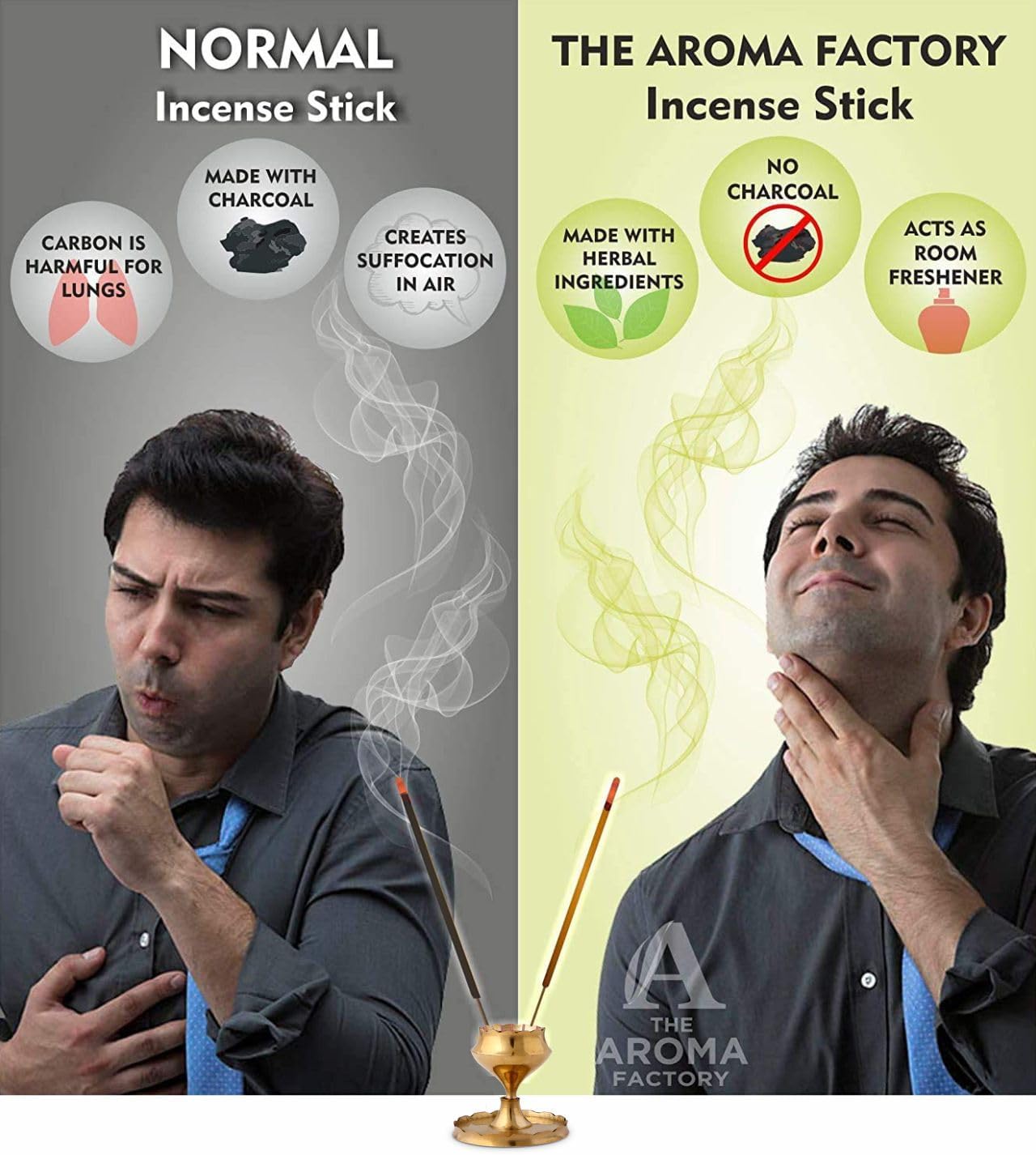 The Aroma Factory Organic Incense Sticks PaloSanto (Herbal Agarbatti for Smudging, Cleansing) 0% Charcoal, 0% Sulphates, 1 x 100g Bottle