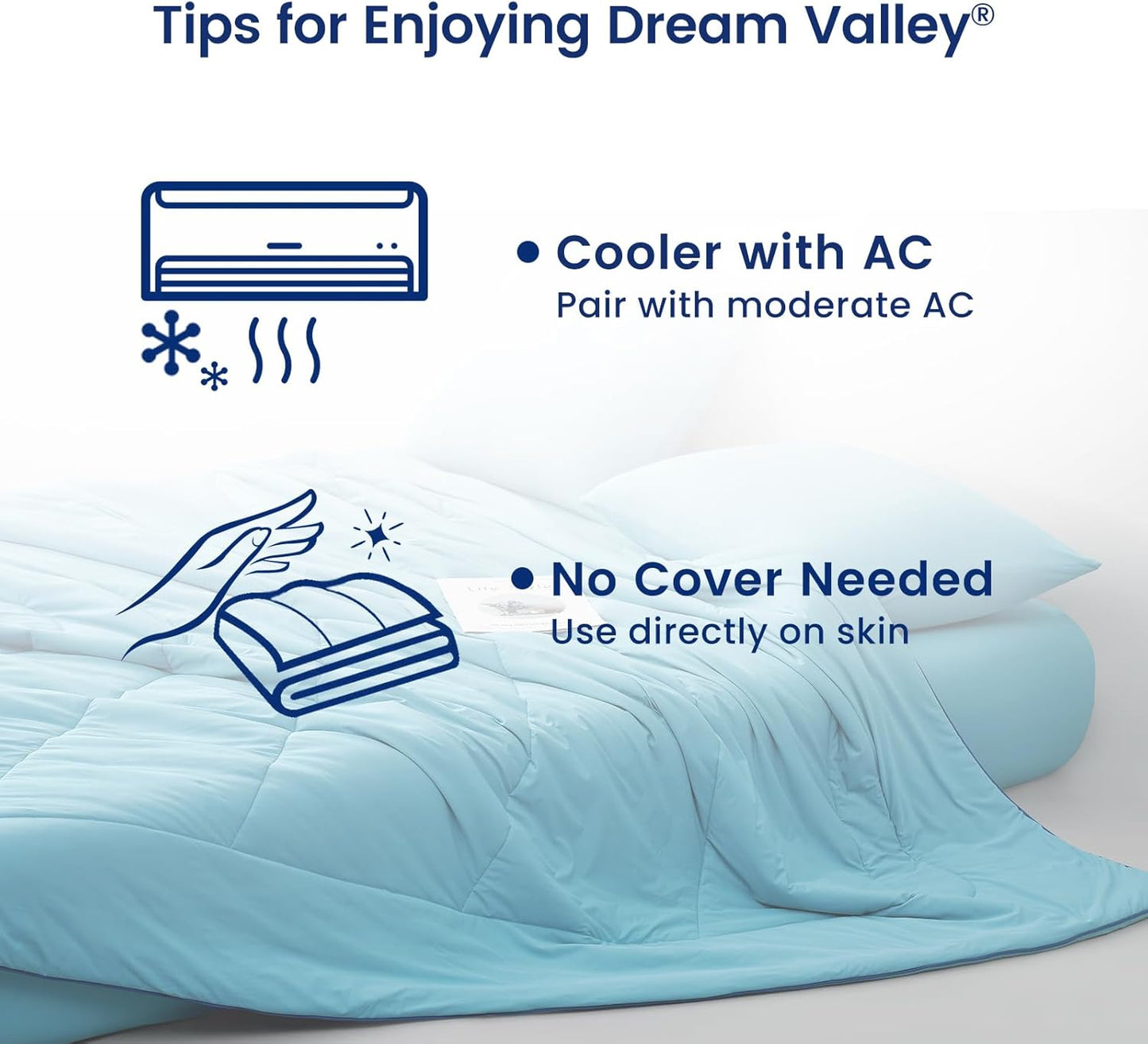 Dream Valley® Outlast® Deepsleep Cooling Comforter, Throw Size, NASA-Grade Space Technology Cooling Blanket for Hot Sleepers Night Sweats, Q-Max > 0.45 Aerocool™ Breathable, Dream Blue, 60"x80"