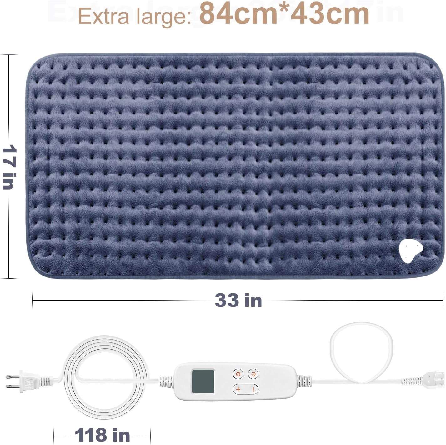 Heating Pad for Back Pain Relief, Extra Large 33 x 17 inches, Portable Heating Pad for Shoulder, Neck, Cramp, Menstrual Pain, with Upgraded 6 Timer and 6 Temperature Controller