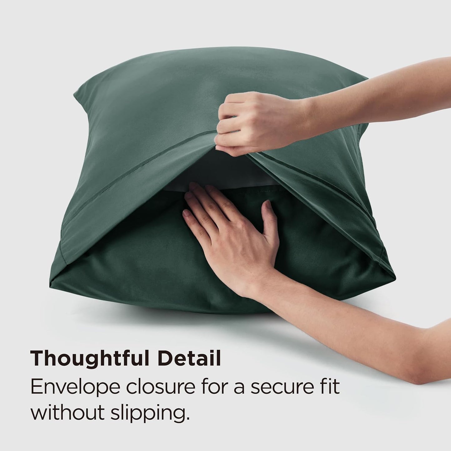 Bedsure Queen Pillow Cases Set of 2 - Forest Green Brushed Microfiber Pillowcase 2 Pack, Super Soft and Cozy Pillow Case Covers with Envelope Closure, Wrinkle, Fade and Stain Resistant, 20x30 Inches