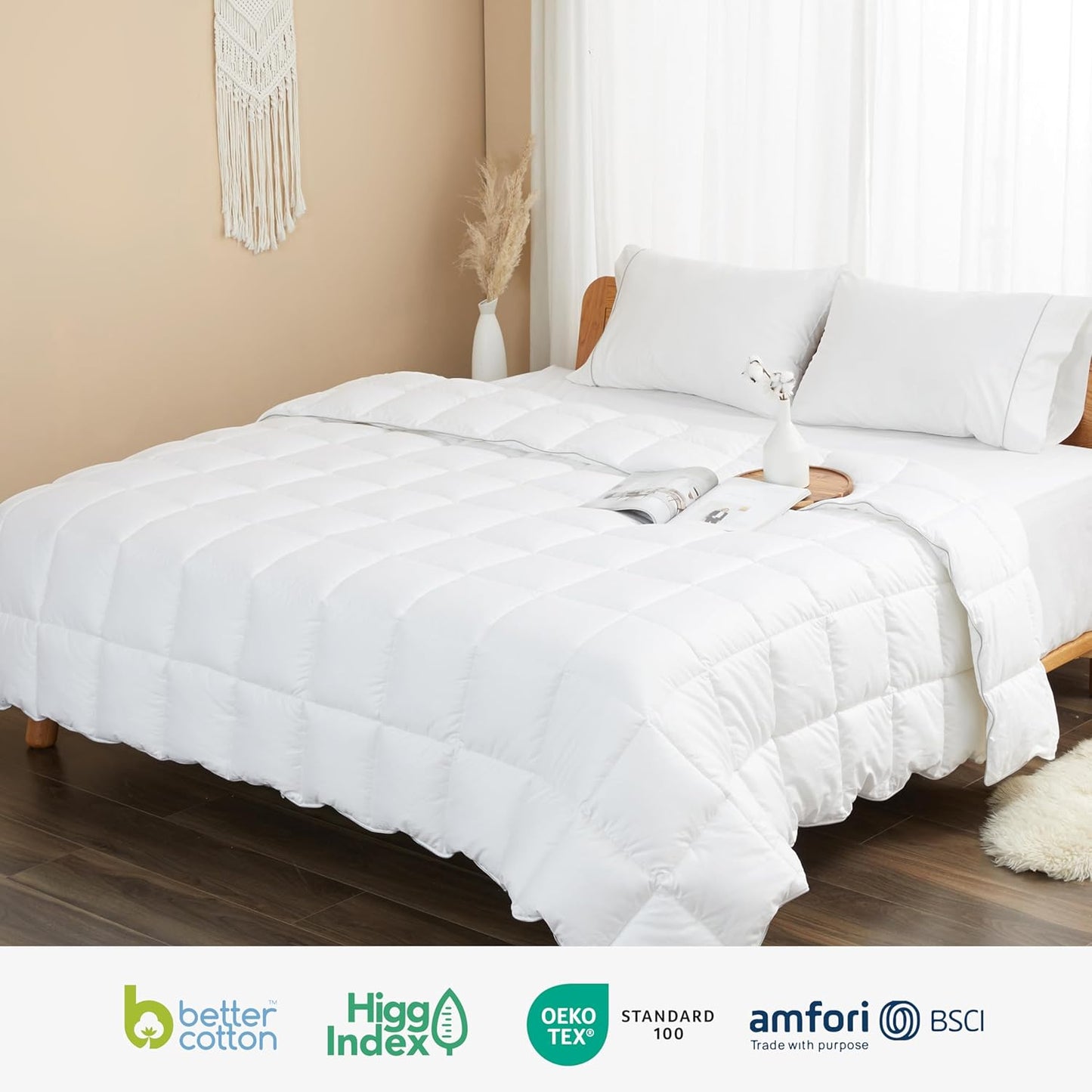 sunflower Down Alternative Oversized King Size Lightweight 100% Cotton Shell Bedding Comforter Blanket for Hot Sleepers 98"x116" with Corner Tabs Soft Breathable Machine Washable