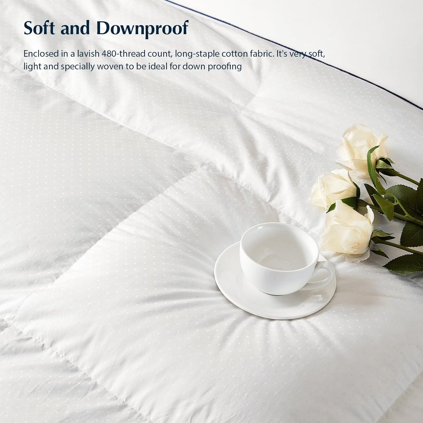 PACIFIC COAST Comforter King Size, Filled in White Goose Down Bedding Comforter King Size,All Season White Luxury Hotel Fluffy Duvet Insert, 106"x90"