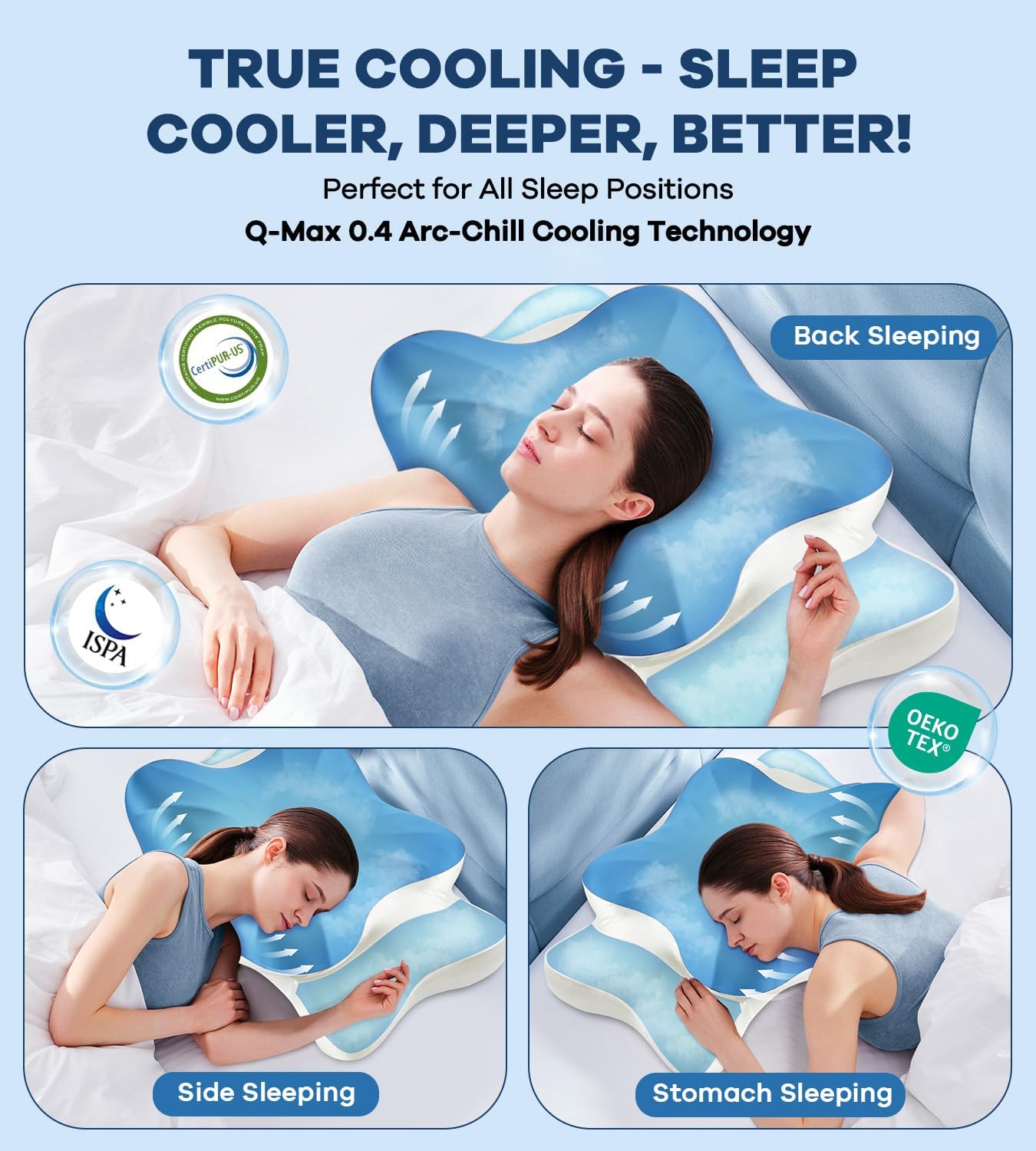 DONAMA Cervical Pillow for Neck and Shoulder,Contour Memory Foam Pillow,Ergonomic Neck Support Pillow for Side Back Stomach Sleepers with Pillowcase-King Size