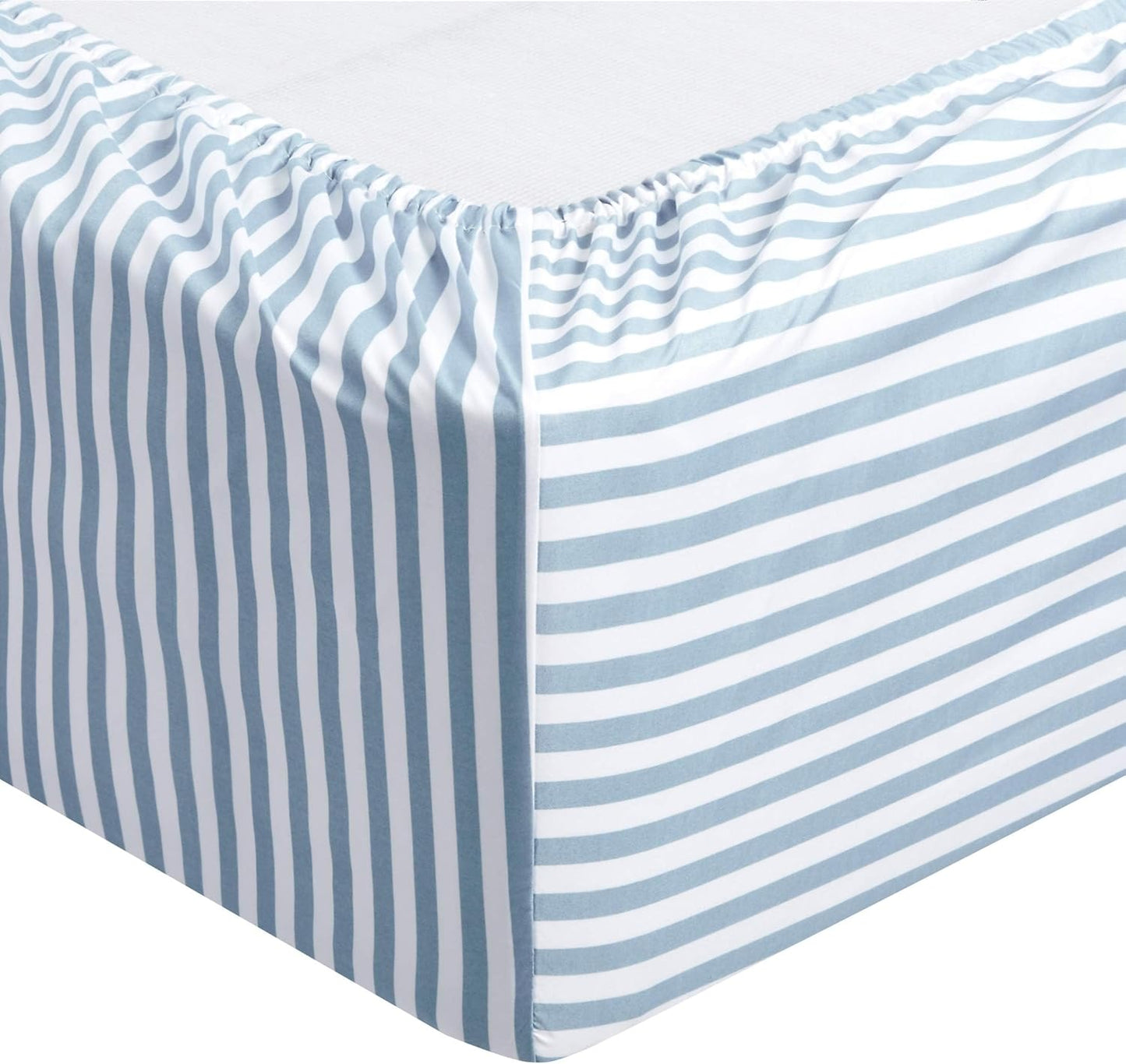 Amazon Basics Lightweight Super Soft Easy Care Microfiber 3 Piece Bed Sheet Set with 14-inch Deep Pockets - Twin, Dusty Blue Pinstripe,Printed (Pack of 4)
