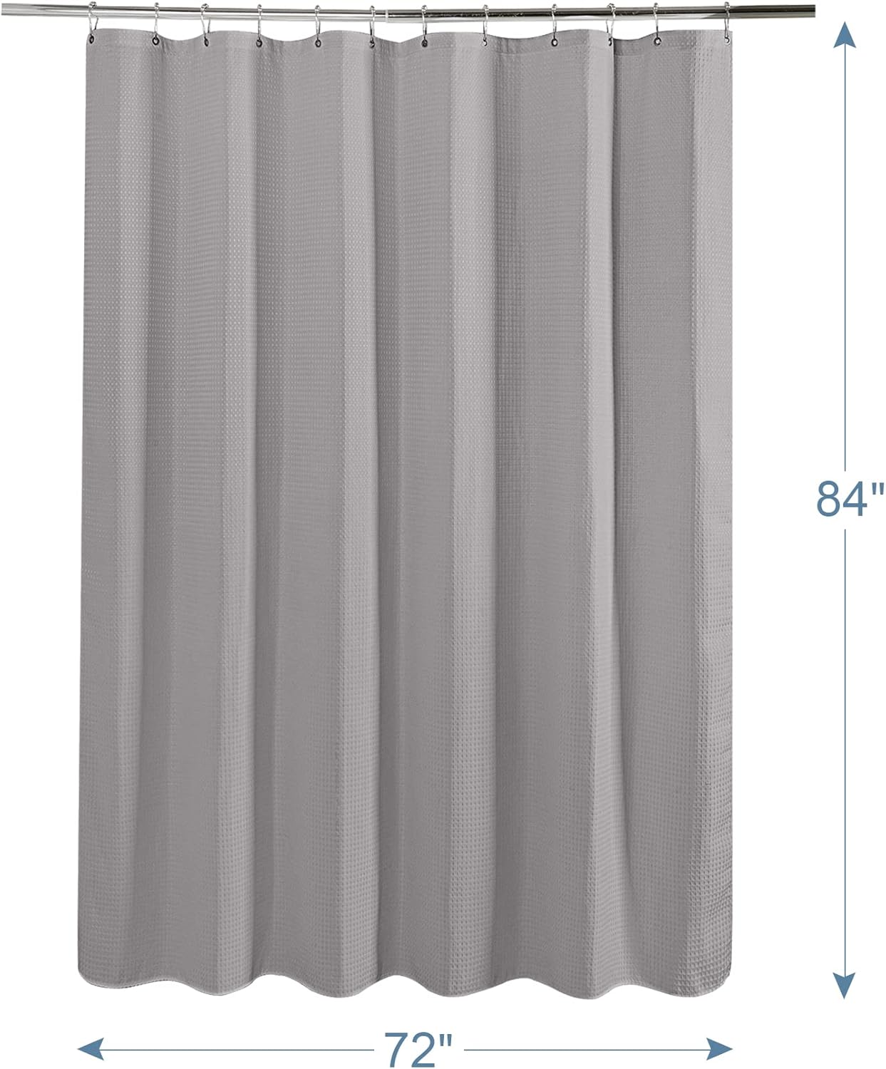 AmazerBath Extra Long Shower Curtain Waffle, Heavy Duty Fabric Shower Curtains with Waffle Weave Hotel Quality Bathroom Shower Curtains, 72 x 84 Inches (Grey)