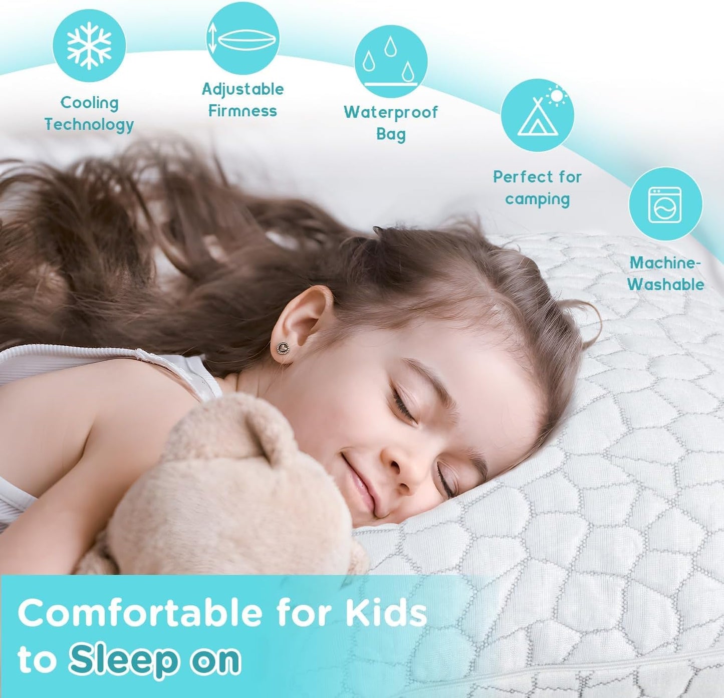 SUPA MODERN Cooling Bed Pillows for Sleeping 1 Pack Shredded Memory Foam Pillows Adjustable Cool Pillow for Side Back Stomach Sleepers Luxury Gel Pillows Toddler Pillow with Washable Removable Cover