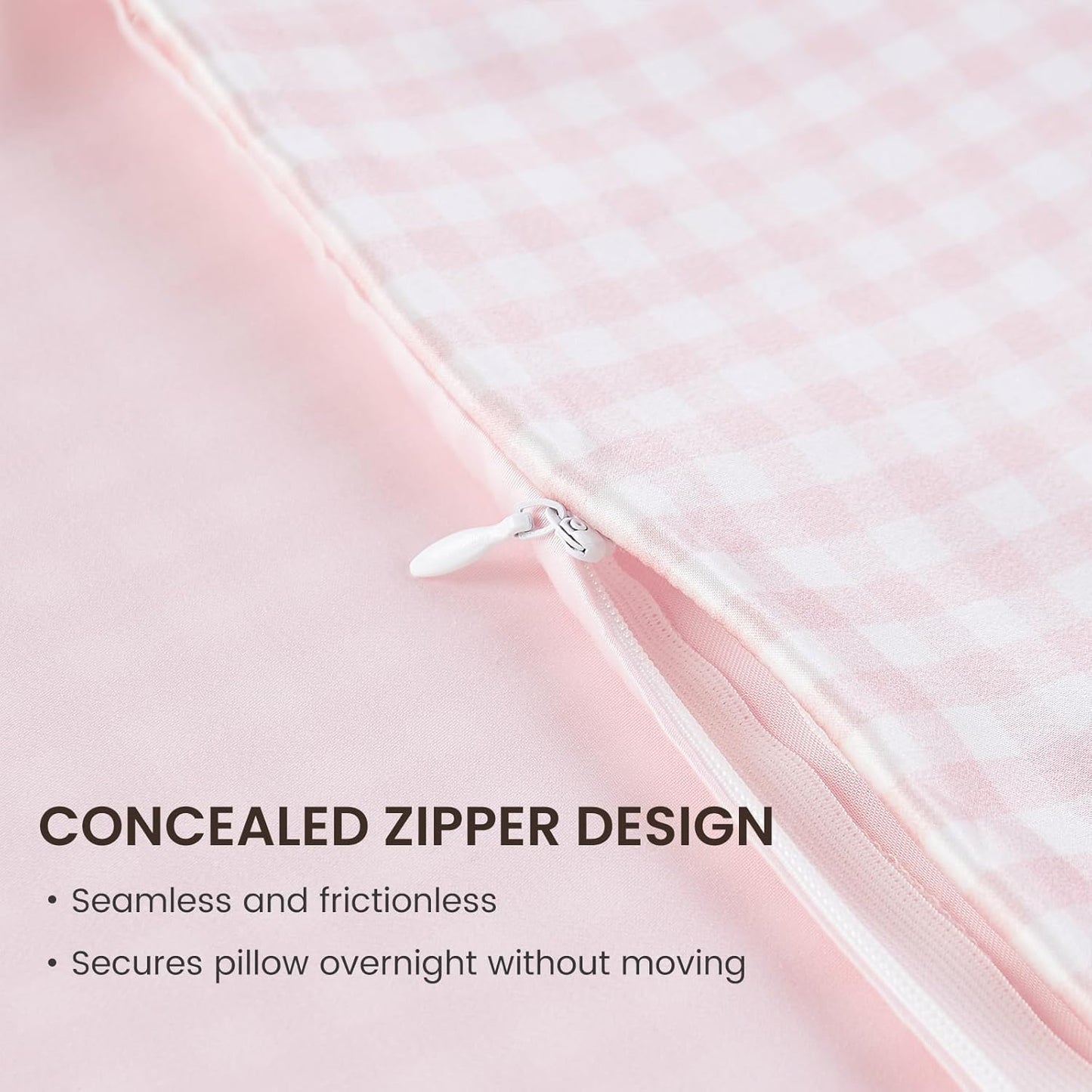 THXSILK Pink Plaid Style 6A+ Grade Mulberry Silk Pillowcase for Hair and Skin, 22 Momme Silk Pillow Case with Hidden Zipper, Organic Silk Pillowcase King Size 20x36 inches, 1PC, Pink Plaid