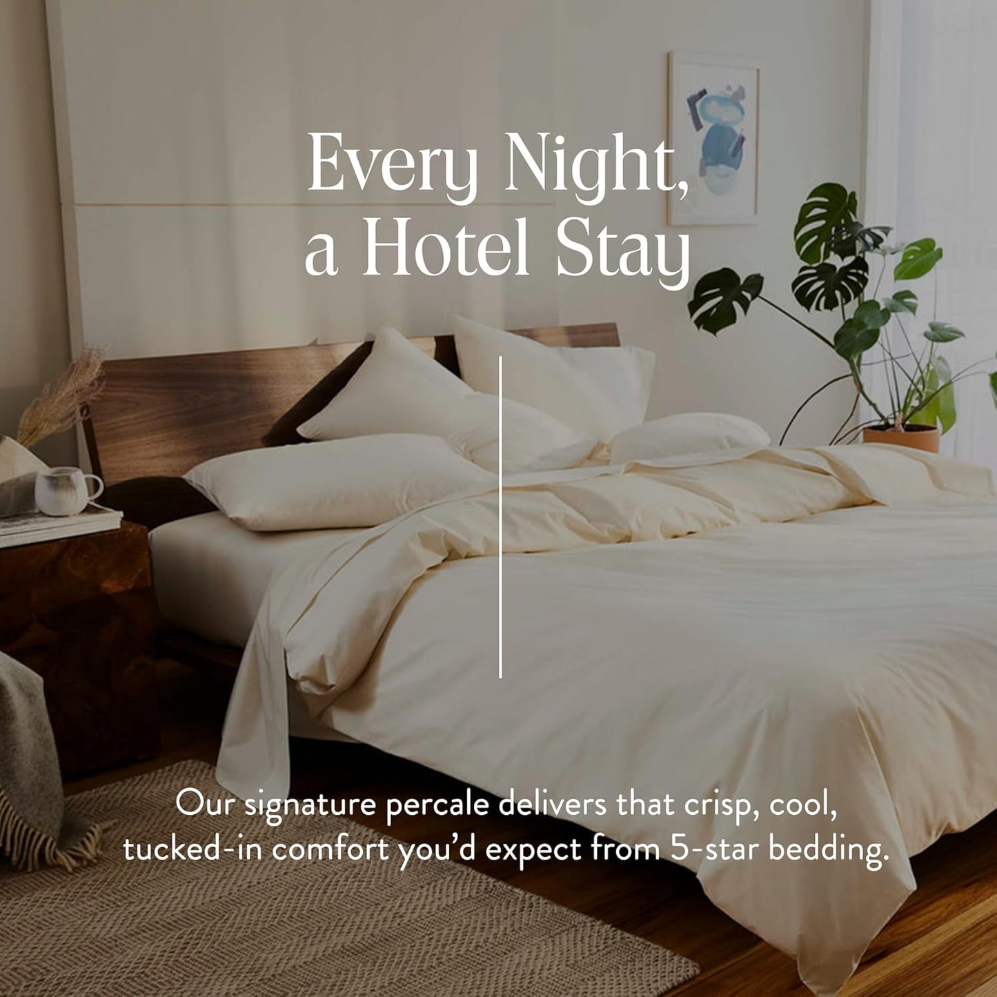 Brooklinen Luxury Percale Duvet Cover – 100% Cotton, Cool, Crisp, Extra-Long Corner Ties, Button Closure, Soft & Breathable – Machine Washable, Duvet Cover Full/Queen Bed Sizes (Cream)