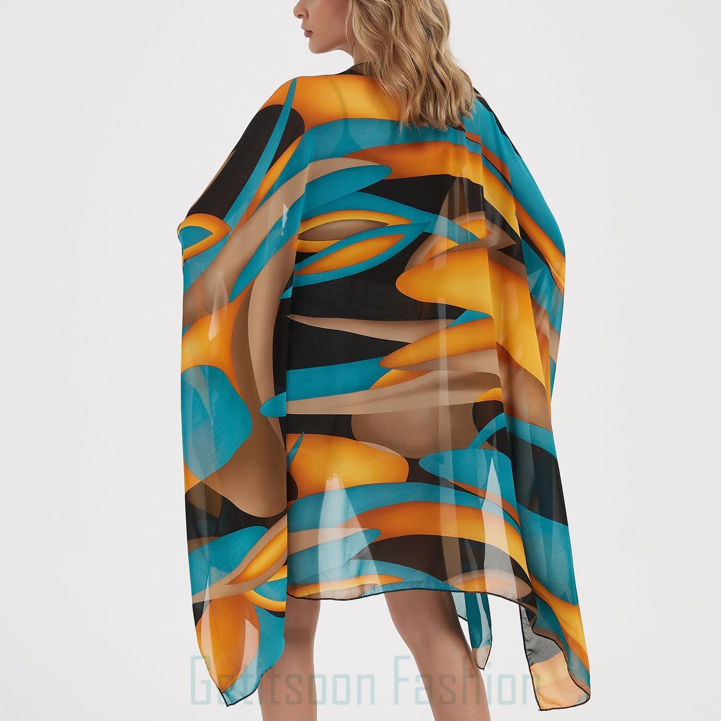 Women's Bohemian Floral Chiffon Beach Cover up Swimsuit Kimono Summer Swimwear Cardigans