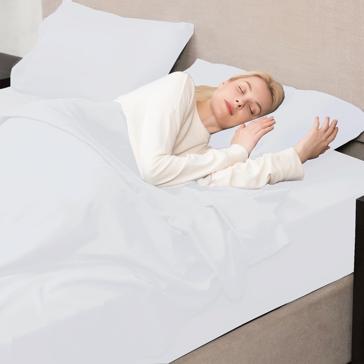 Mejoroom California King Size Sheet Set - Soft Microfiber Bed Sheets,Deep Pocket Fitted Sheet, Breathable, Wrinkle & Fade Resistant - 4 Piece (California King,White)