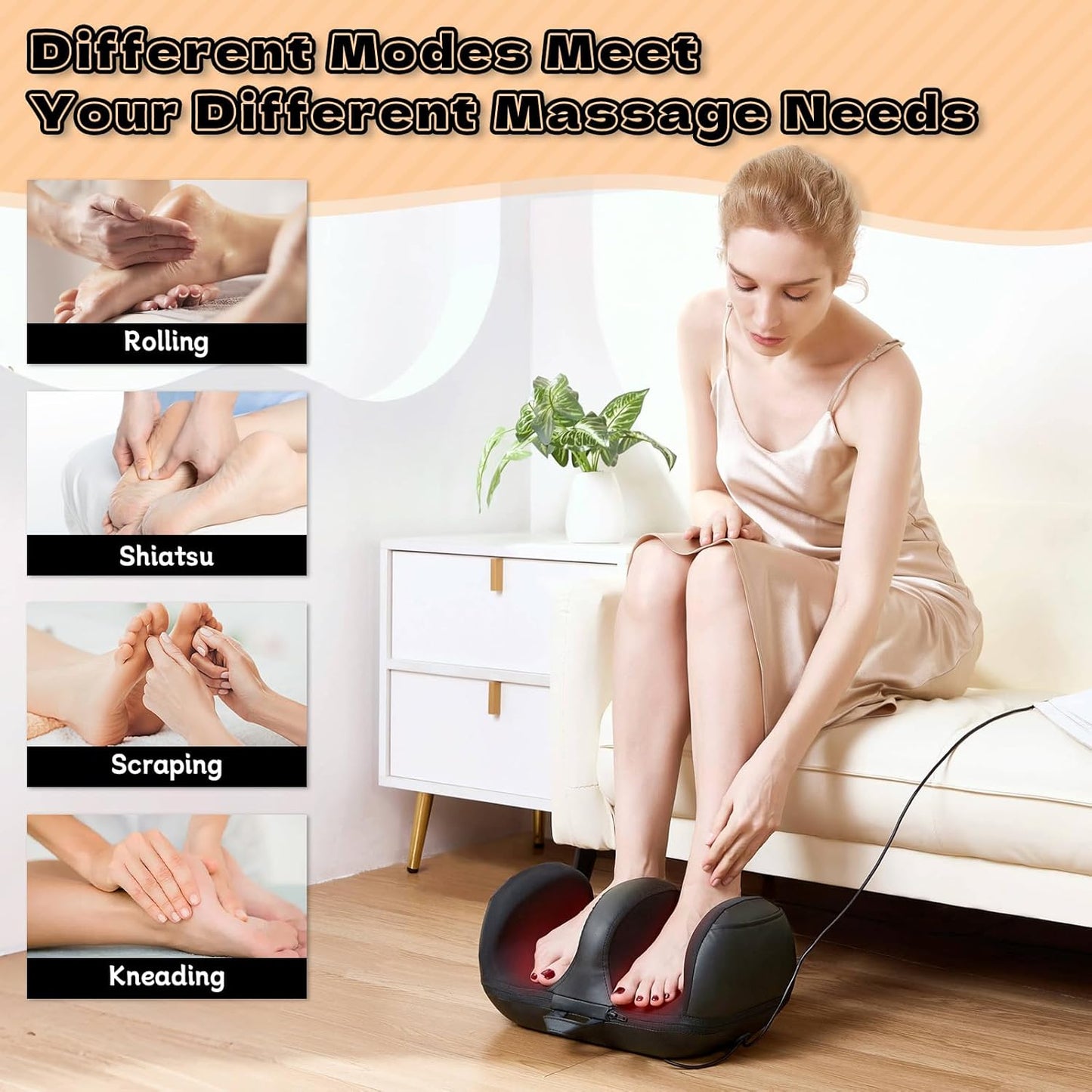 Foot Massager with Heat, Shiatsu Foot Massager, Calf and Foot Massagers, for use at Home and Office, Gift for Wife, Mother