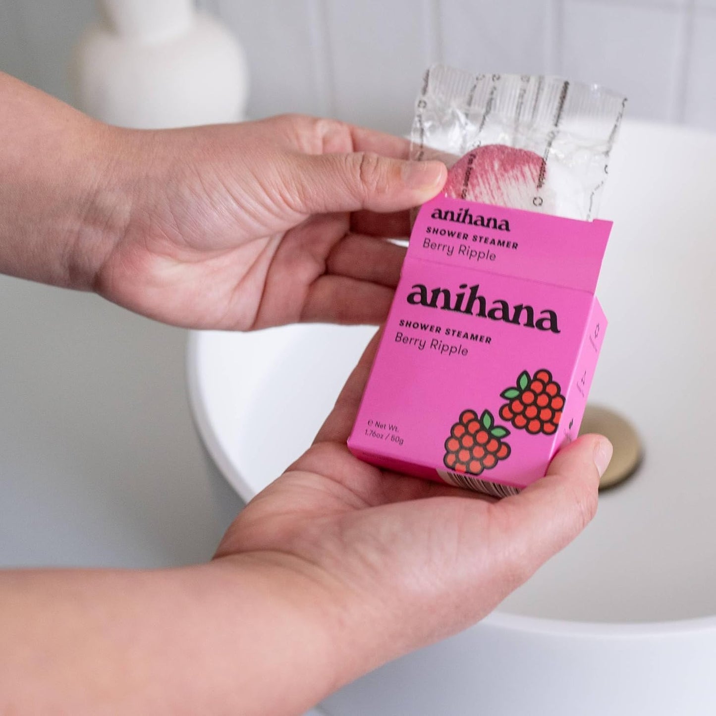 ANIHANA Shower Steamers 4 Pack, Paraben Free, Cruelty Free, Refreshing Berry Ripple Scent, 1.76 oz Each