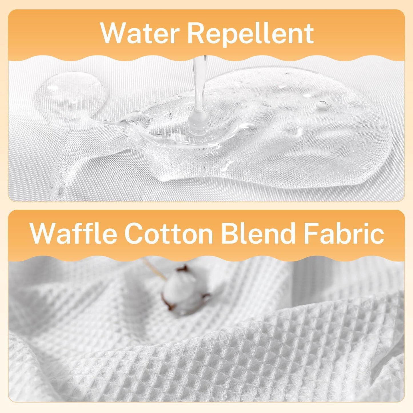 River Dream Extra Long Shower Curtain Set, Cotton Blend, Waffle Weave, with Snap in Replacement Liner, White, 71 x 86 inches