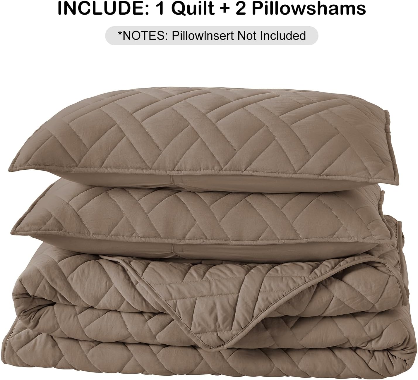 HORIMOTE HOME Quilt Set King Size Pine Bark, Classic Geometric Diamond Stitched Pattern, Ultra Soft Microfiber Lightweight Bedding Bedspread Coverlet for All Season with 1 Quilt 2 Pillow Shams