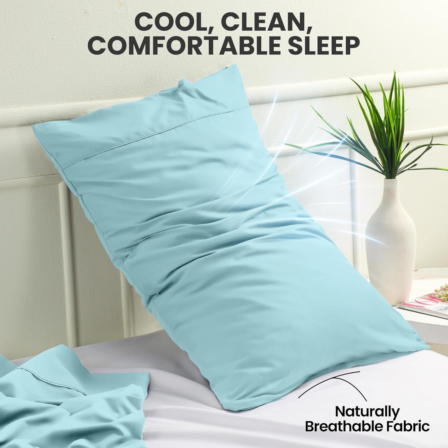 Pillow Covers by Utopia Bedding - Queen Size 2-Pack – Soft Brushed Microfiber – Perfect for Hospitals, Hotels, Guest Rooms – Oeko-TEX Certified, 20x30 Inches (Spa Blue)