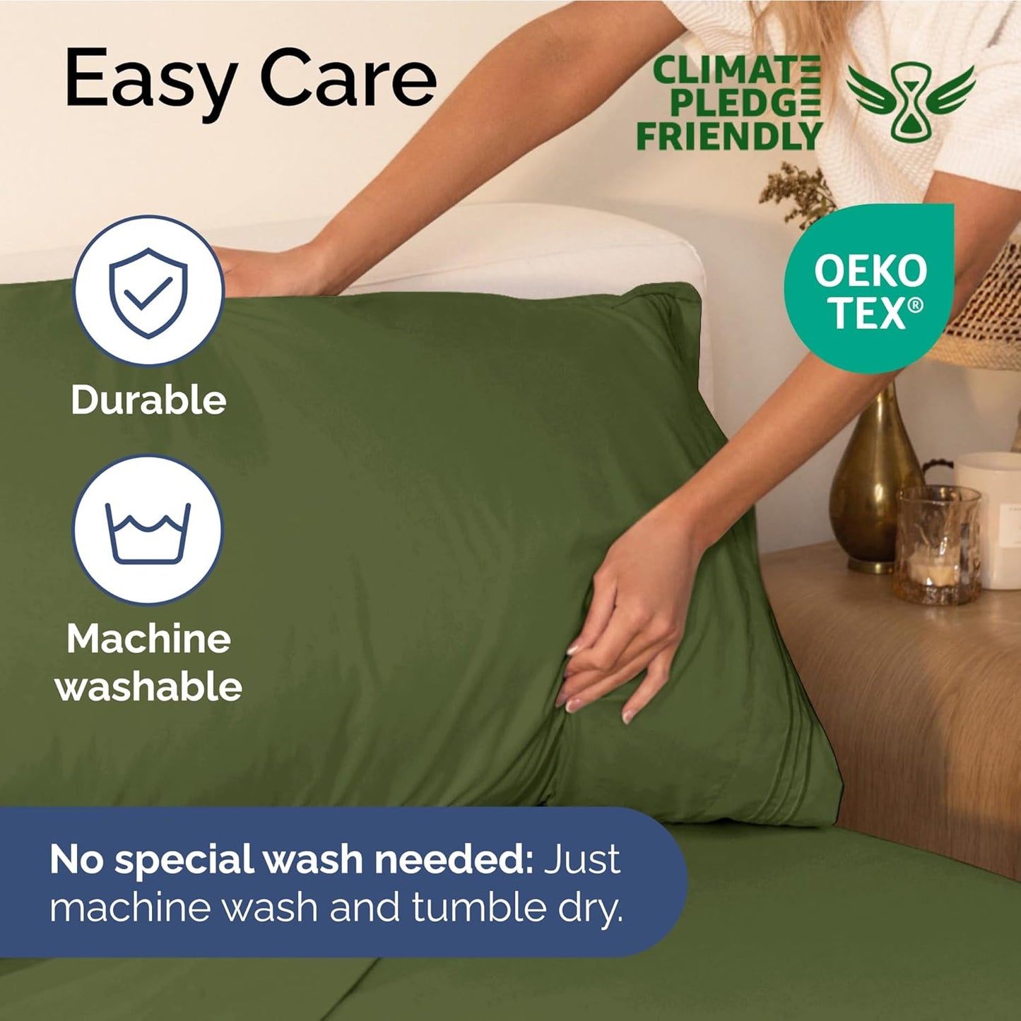 Full Size 4 Piece Sheet Set - Extra Soft, Breathable & Cooling Sheets - Hotel Luxury Durable Bed Sheets for Women & Men - Deep Pockets, Easy-Fit & Wrinkle-Free Sheets - Deep Olive Oeko-Tex Bed Sheets
