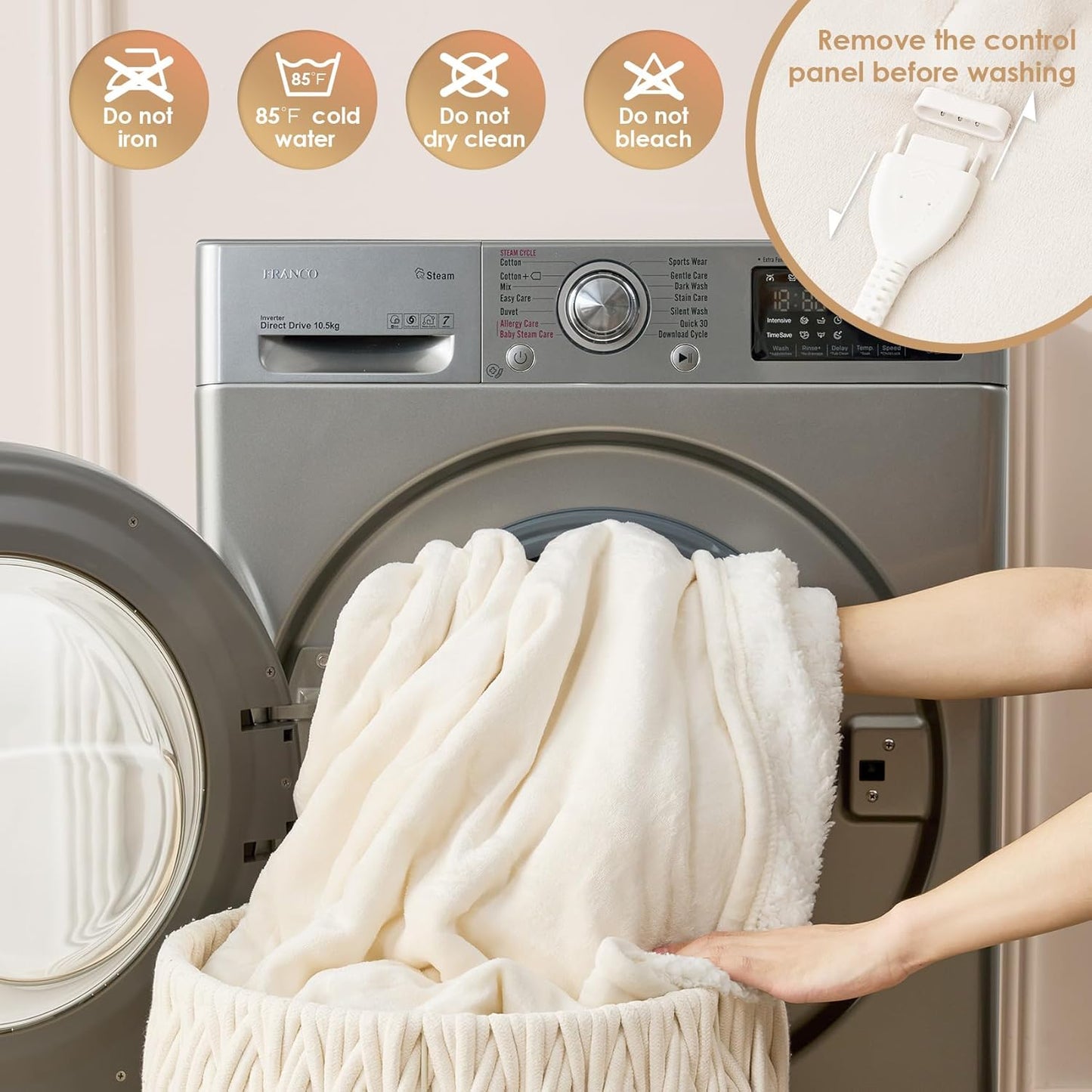 EHEYCIGA Heated Blanket Electric Blanket Throw - Heating Blanket with 9 Heating Levels & 10 Hours Auto Off, Soft Cozy Sherpa Washable Blanket with Fast Heating, 50 x 60 Inches